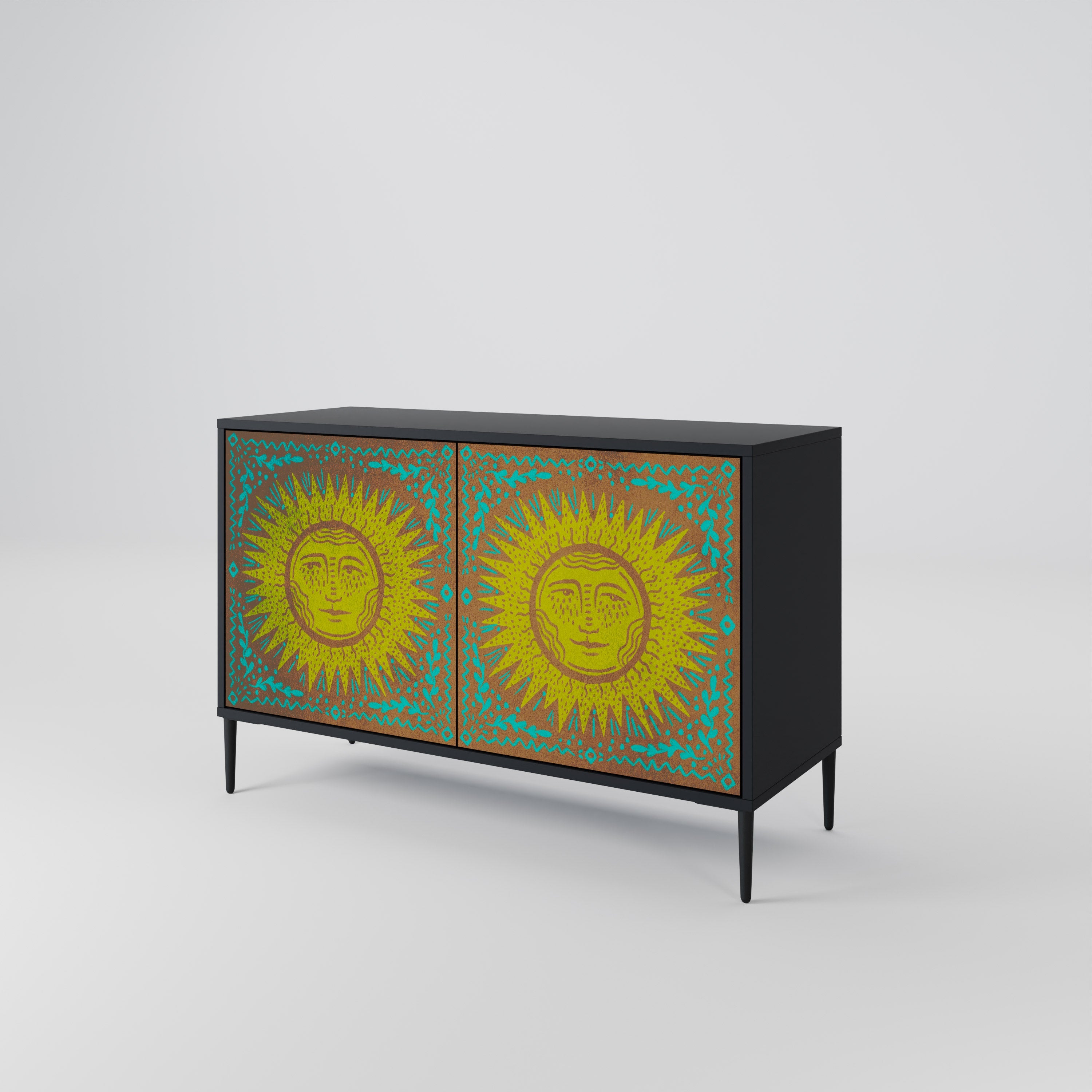 SUNSHINE EULOGY Sideboard mit 2 Türen in Schwarz