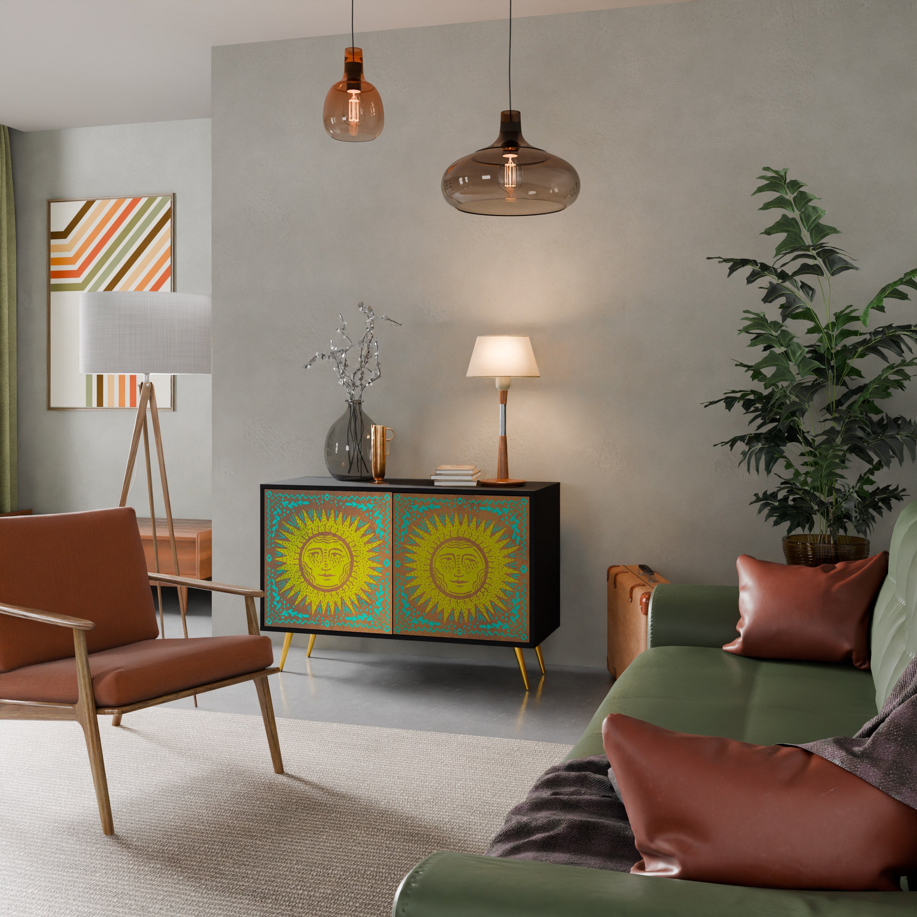 SUNSHINE EULOGY Sideboard mit 2 Türen in Schwarz