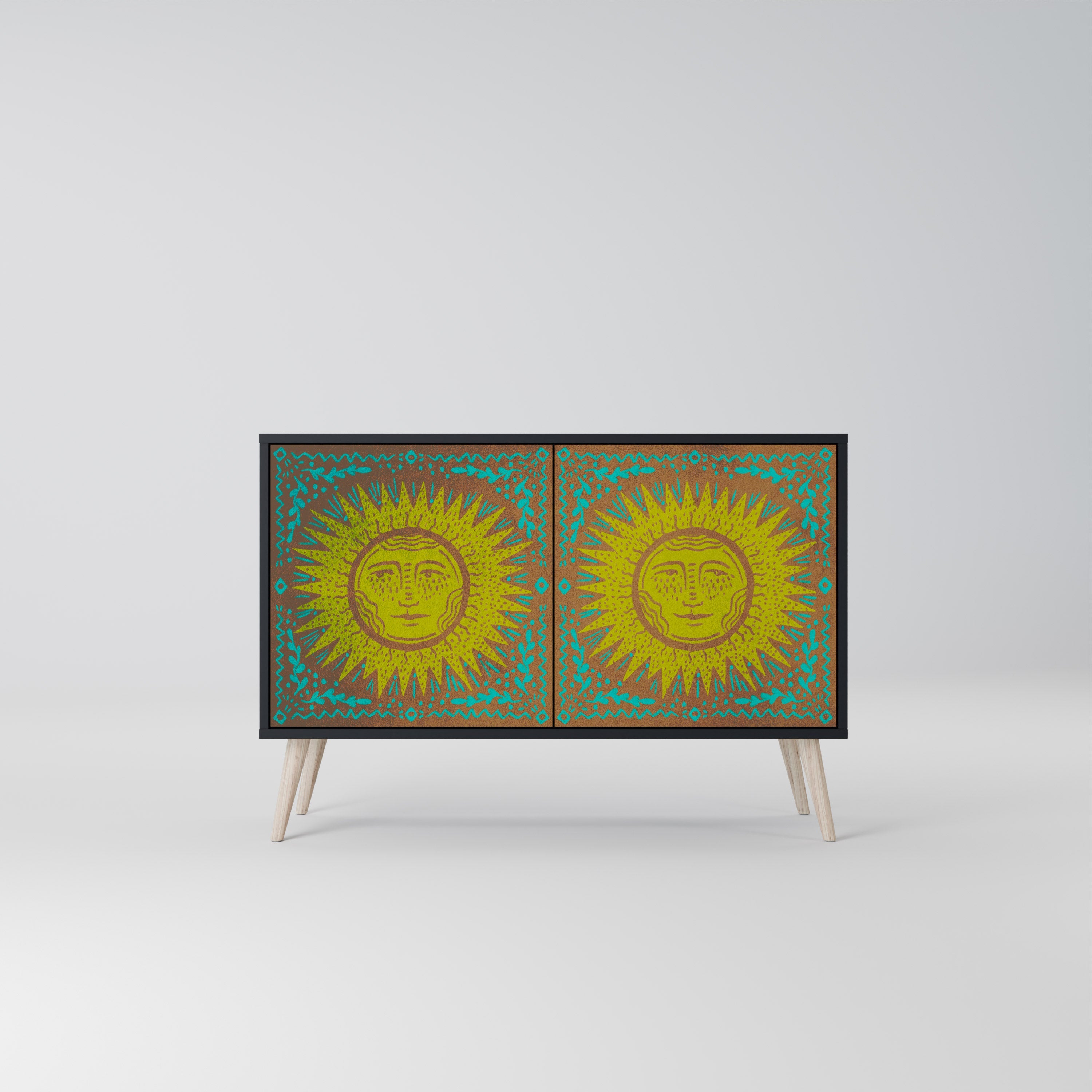 SUNSHINE EULOGY Sideboard mit 2 Türen in Schwarz