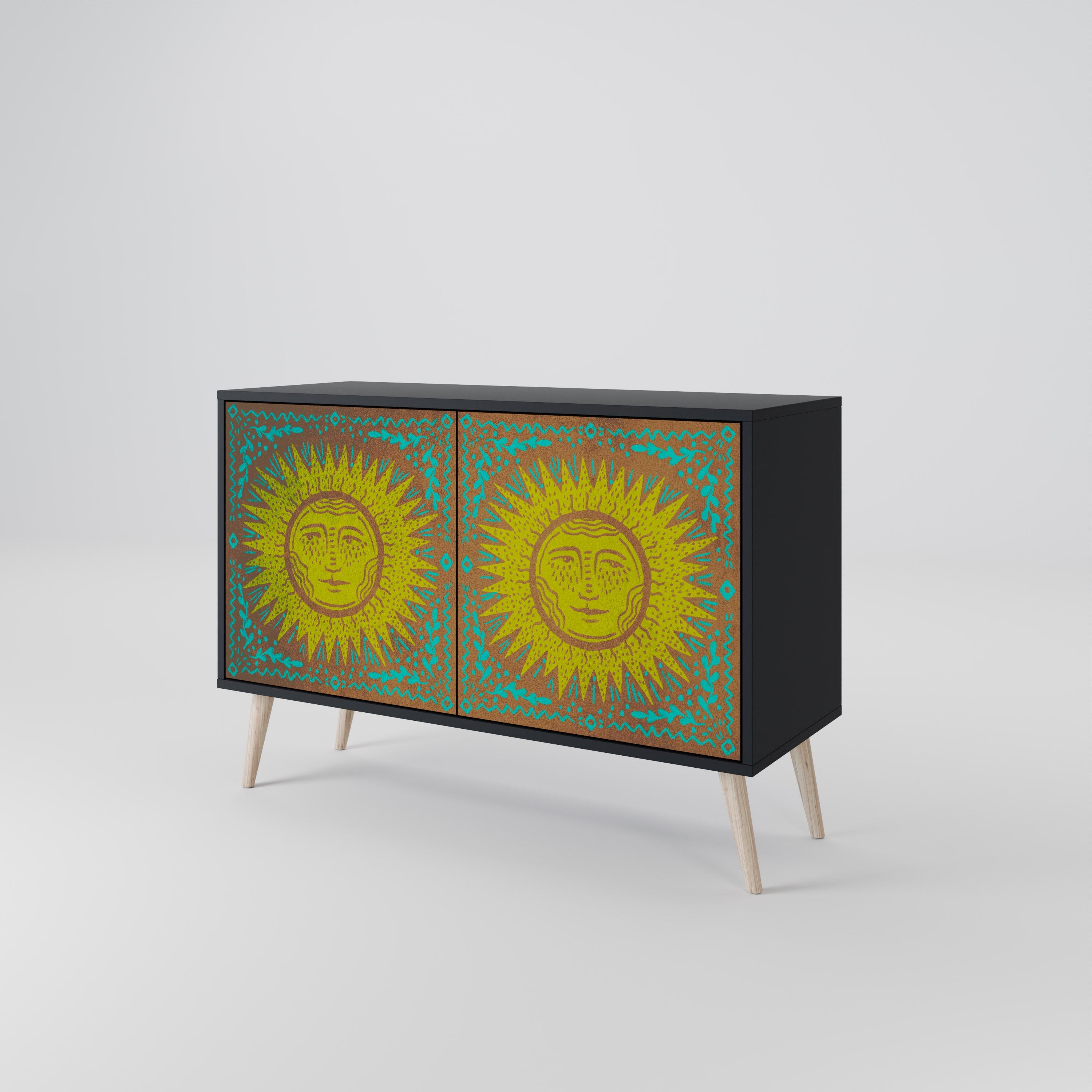 SUNSHINE EULOGY Sideboard mit 2 Türen in Schwarz