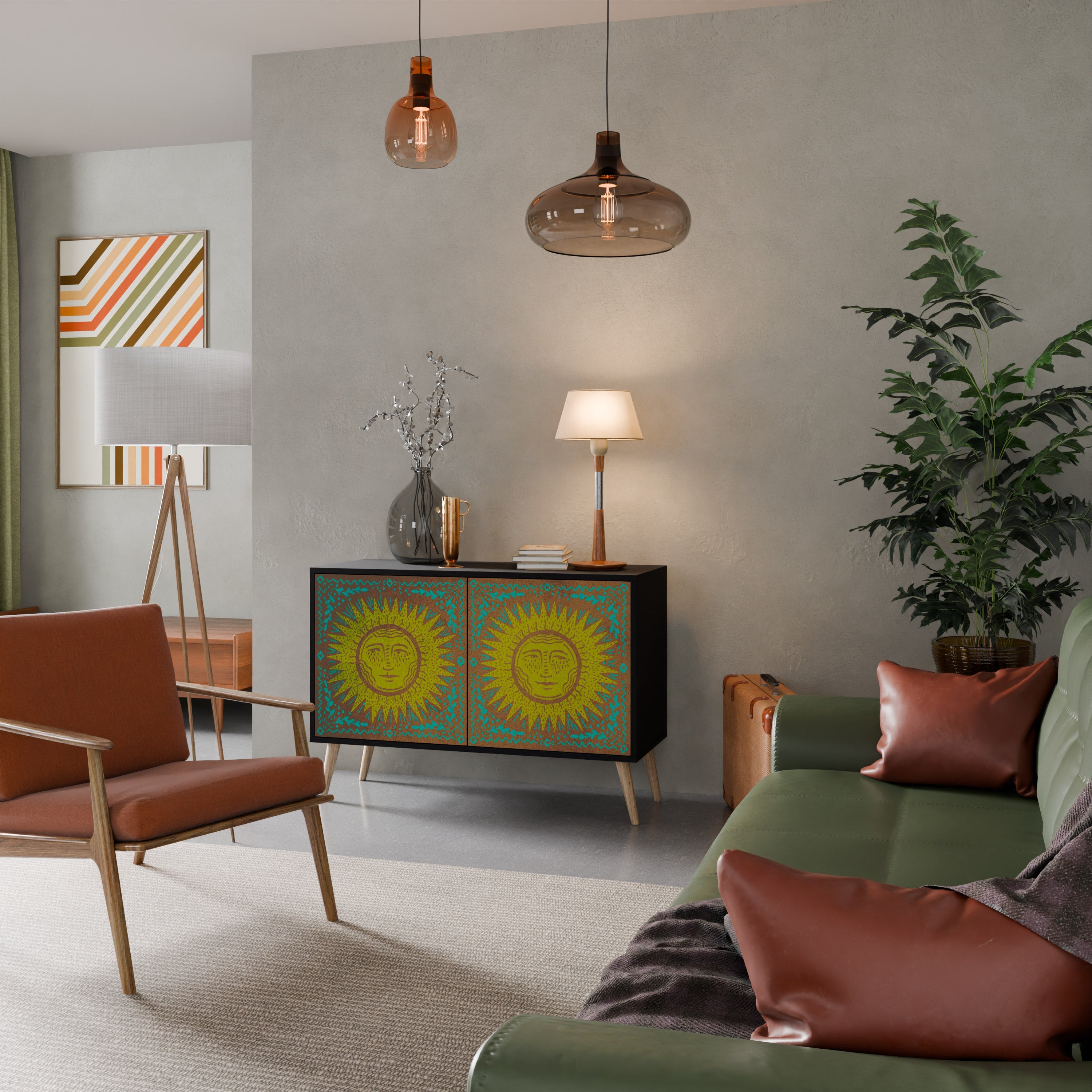 SUNSHINE EULOGY Sideboard mit 2 Türen in Schwarz