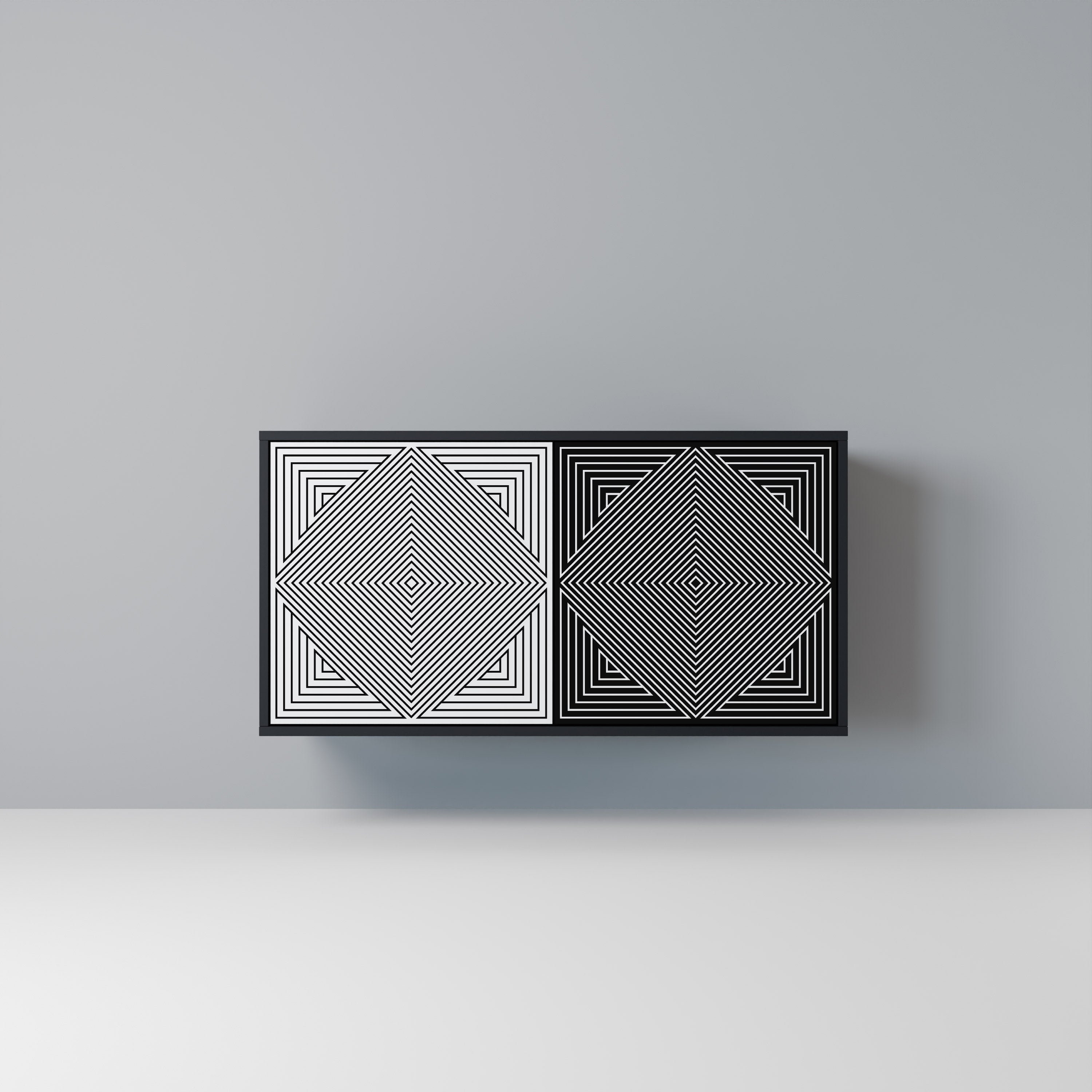 POLYGON ILLUSION Sideboard mit 2 Türen in Schwarz