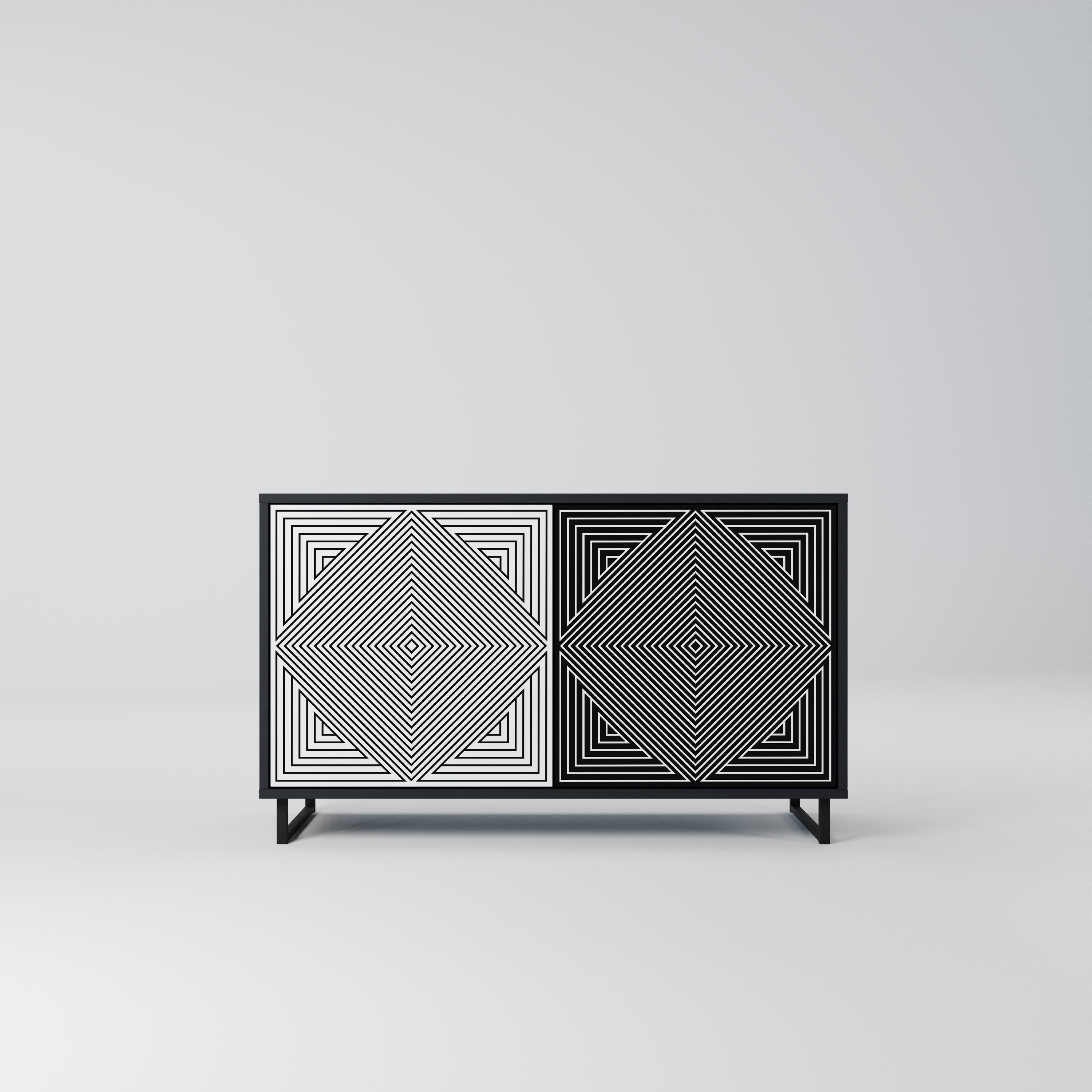 POLYGON ILLUSION Sideboard mit 2 Türen in Schwarz