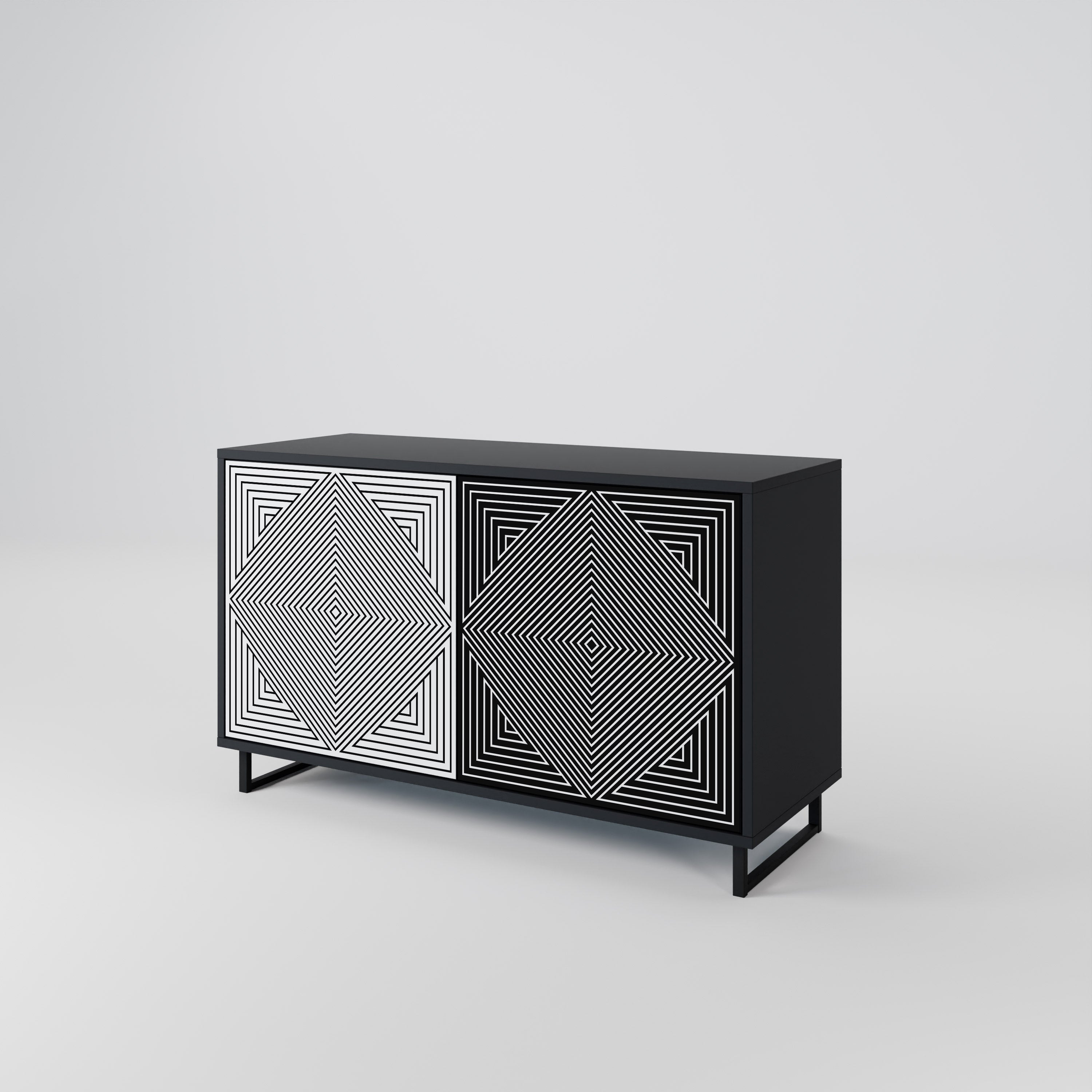 POLYGON ILLUSION Sideboard mit 2 Türen in Schwarz
