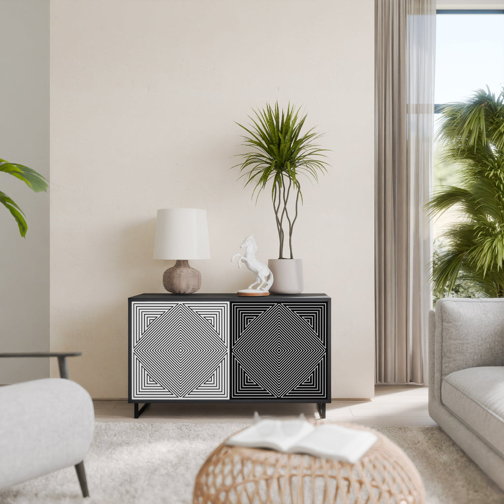 POLYGON ILLUSION Sideboard mit 2 Türen in Schwarz