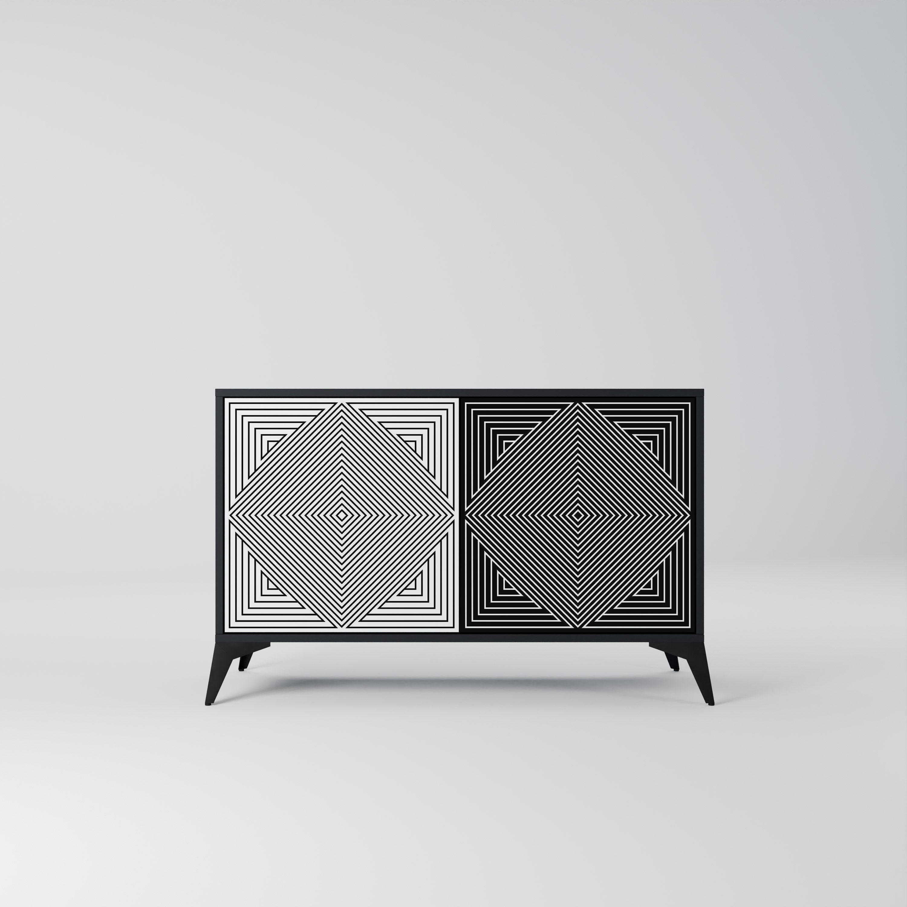 POLYGON ILLUSION Sideboard mit 2 Türen in Schwarz