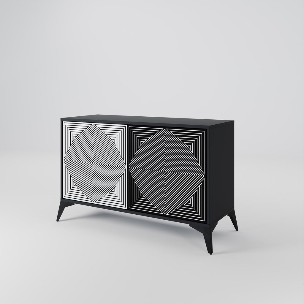 POLYGON ILLUSION Sideboard mit 2 Türen in Schwarz