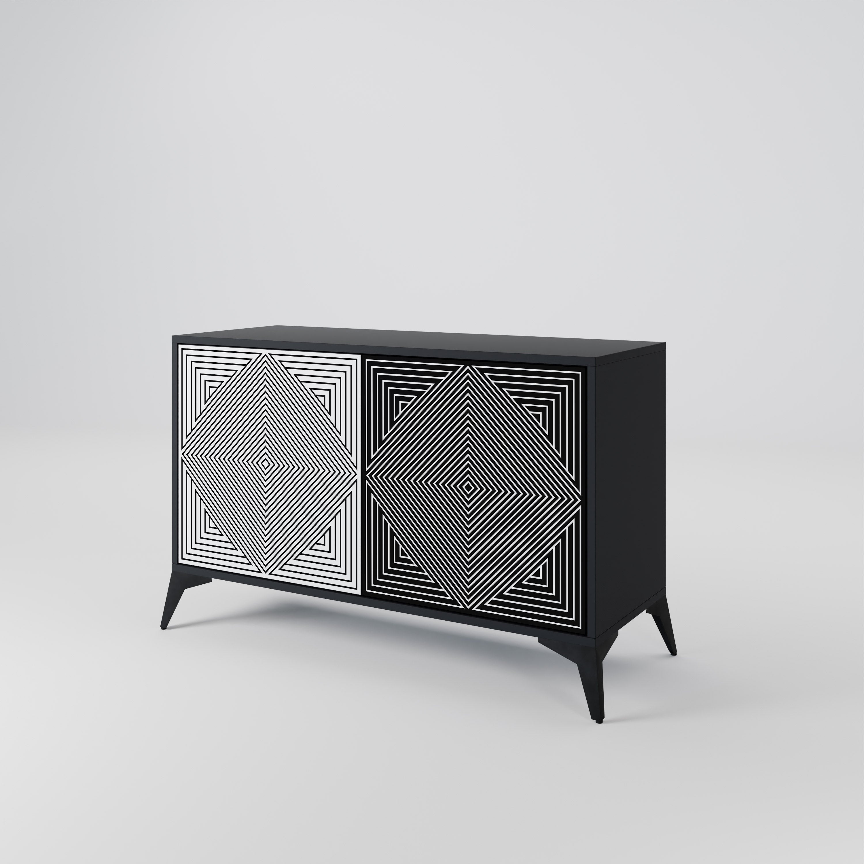 POLYGON ILLUSION Sideboard mit 2 Türen in Schwarz