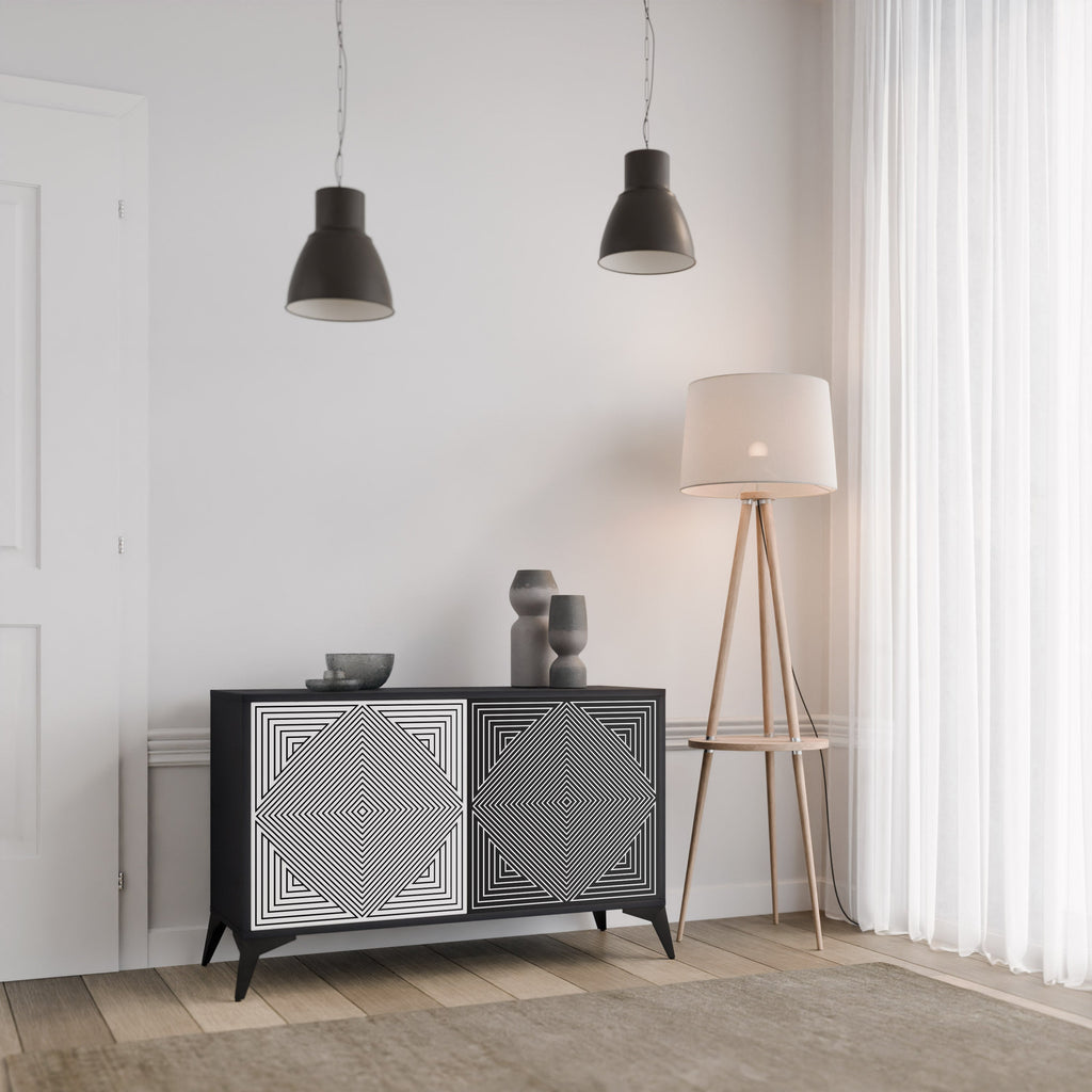 POLYGON ILLUSION Sideboard mit 2 Türen in Schwarz