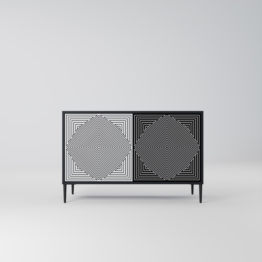 POLYGON ILLUSION Sideboard mit 2 Türen in Schwarz