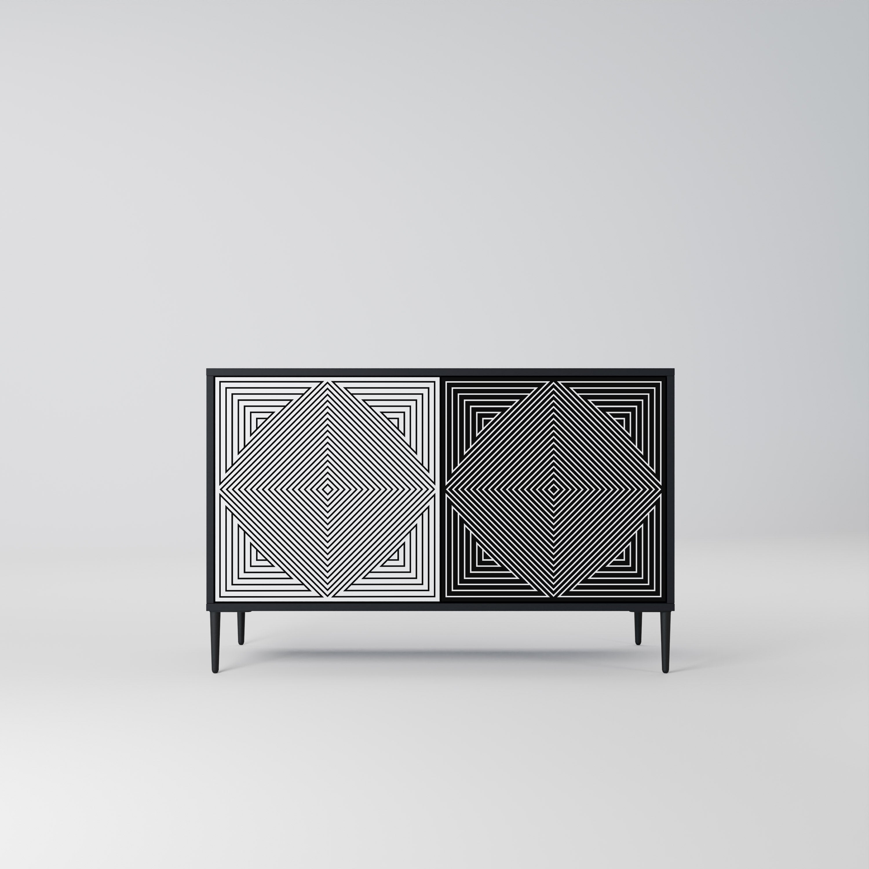 POLYGON ILLUSION Sideboard mit 2 Türen in Schwarz