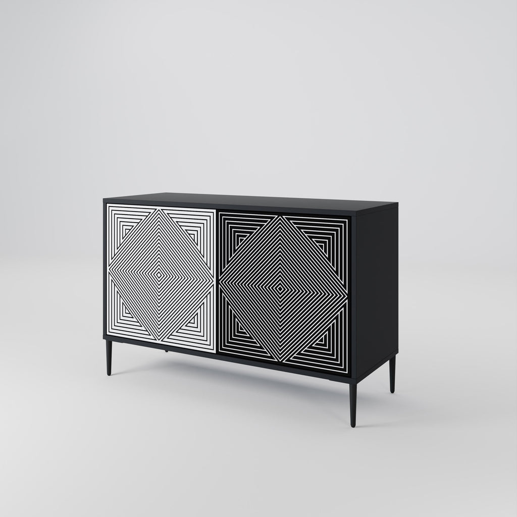 POLYGON ILLUSION Sideboard mit 2 Türen in Schwarz