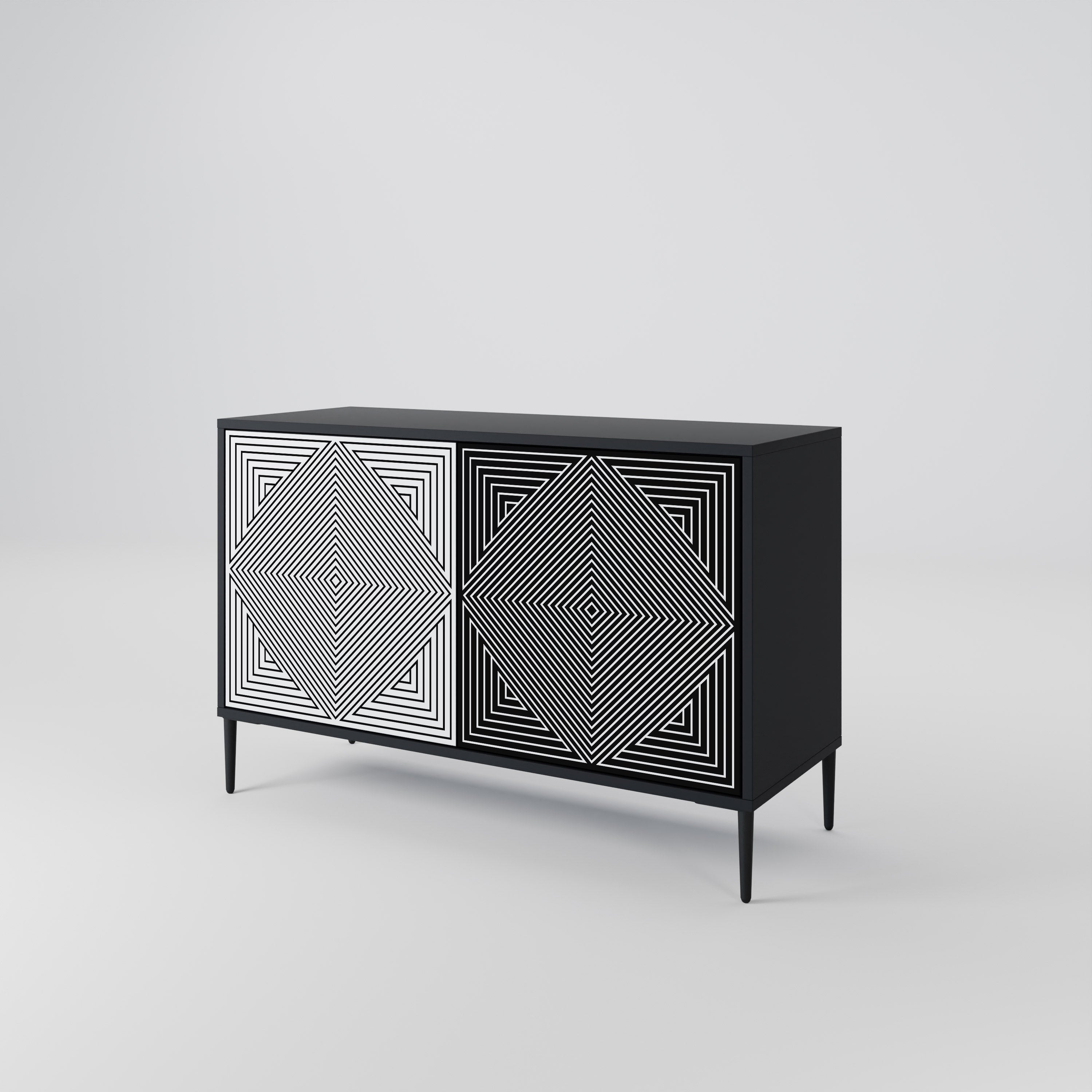 POLYGON ILLUSION Sideboard mit 2 Türen in Schwarz