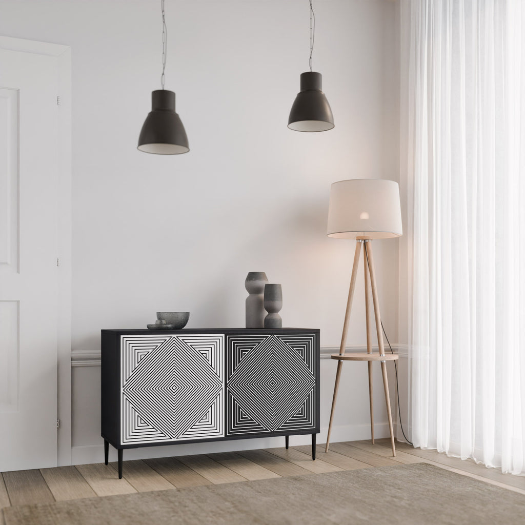 POLYGON ILLUSION Sideboard mit 2 Türen in Schwarz