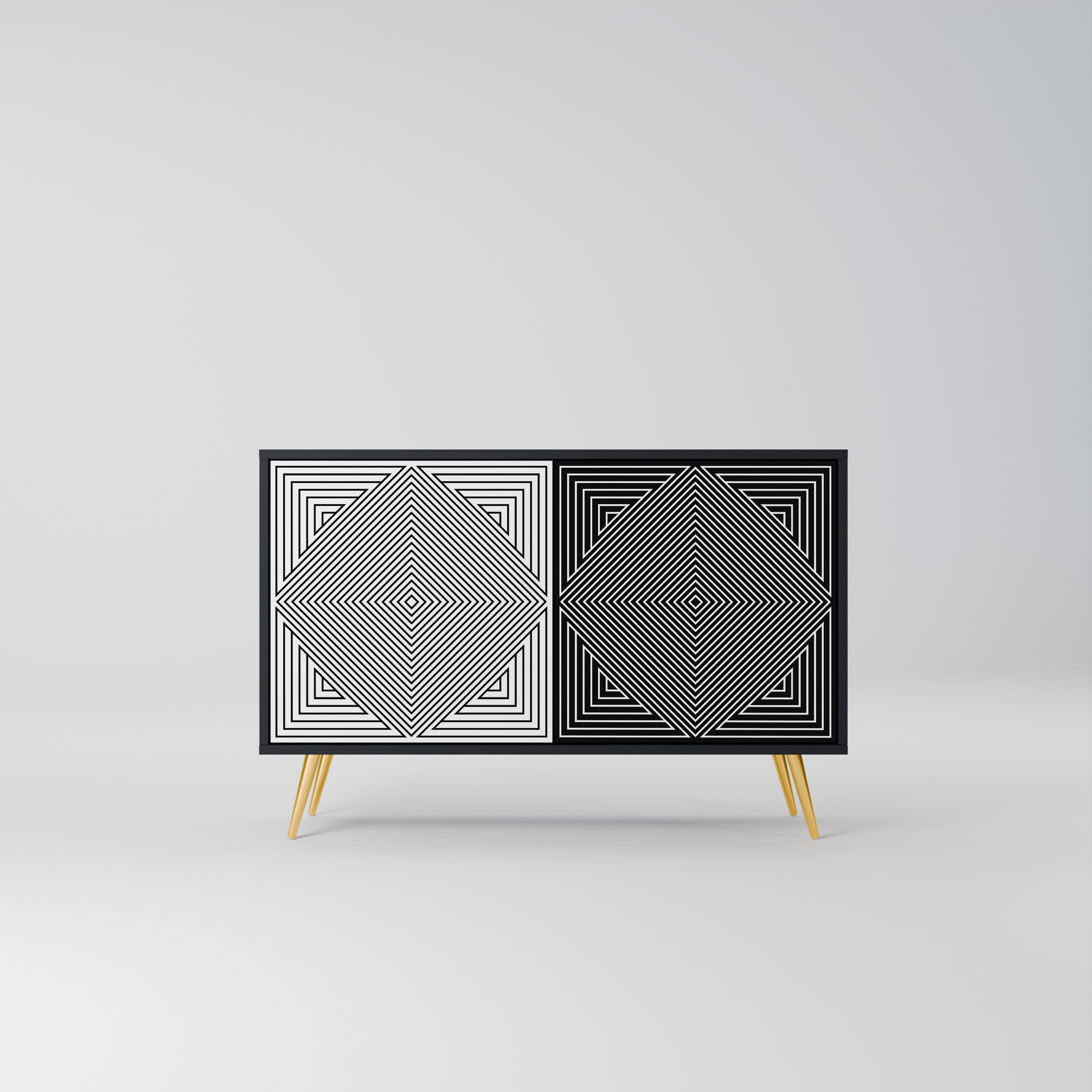 POLYGON ILLUSION Sideboard mit 2 Türen in Schwarz