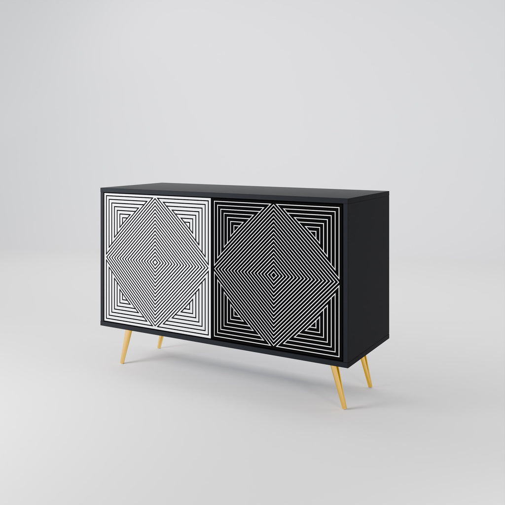 POLYGON ILLUSION Sideboard mit 2 Türen in Schwarz