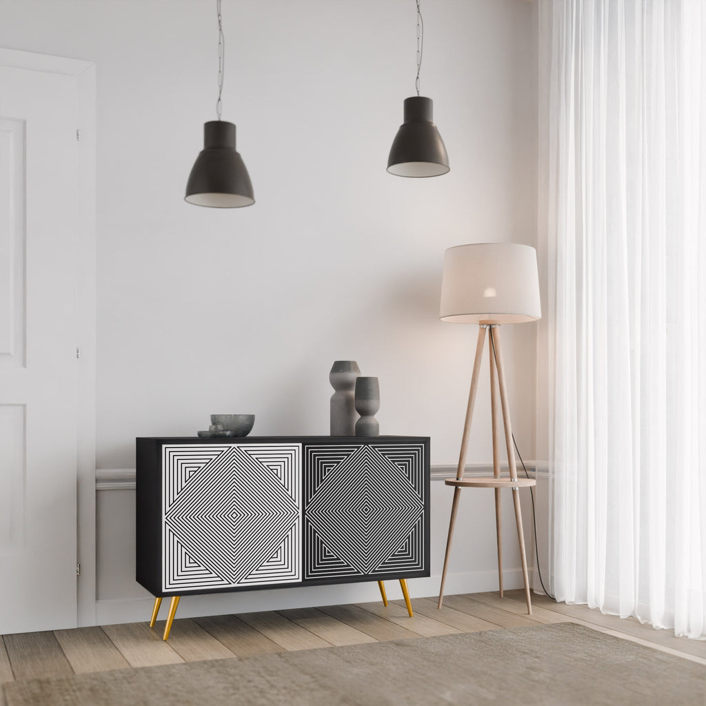 POLYGON ILLUSION Sideboard mit 2 Türen in Schwarz