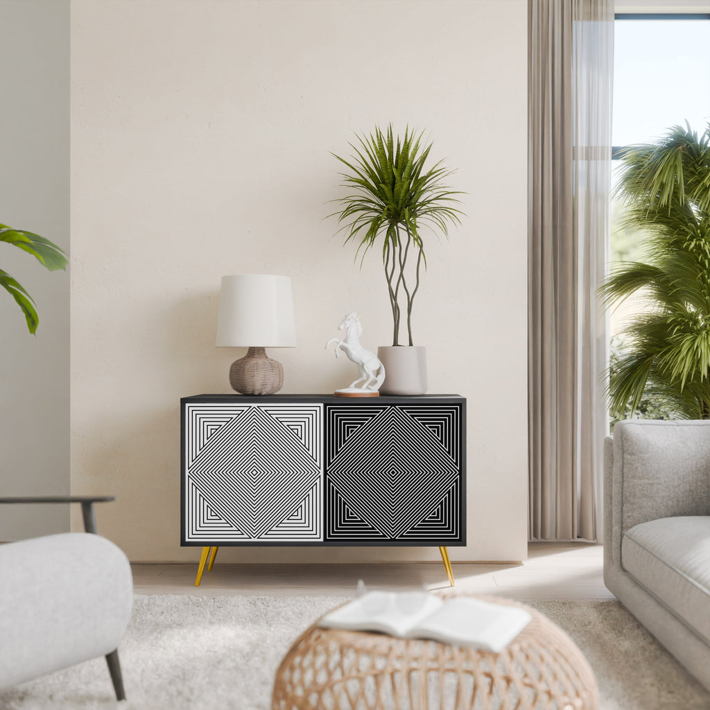 POLYGON ILLUSION Sideboard mit 2 Türen in Schwarz