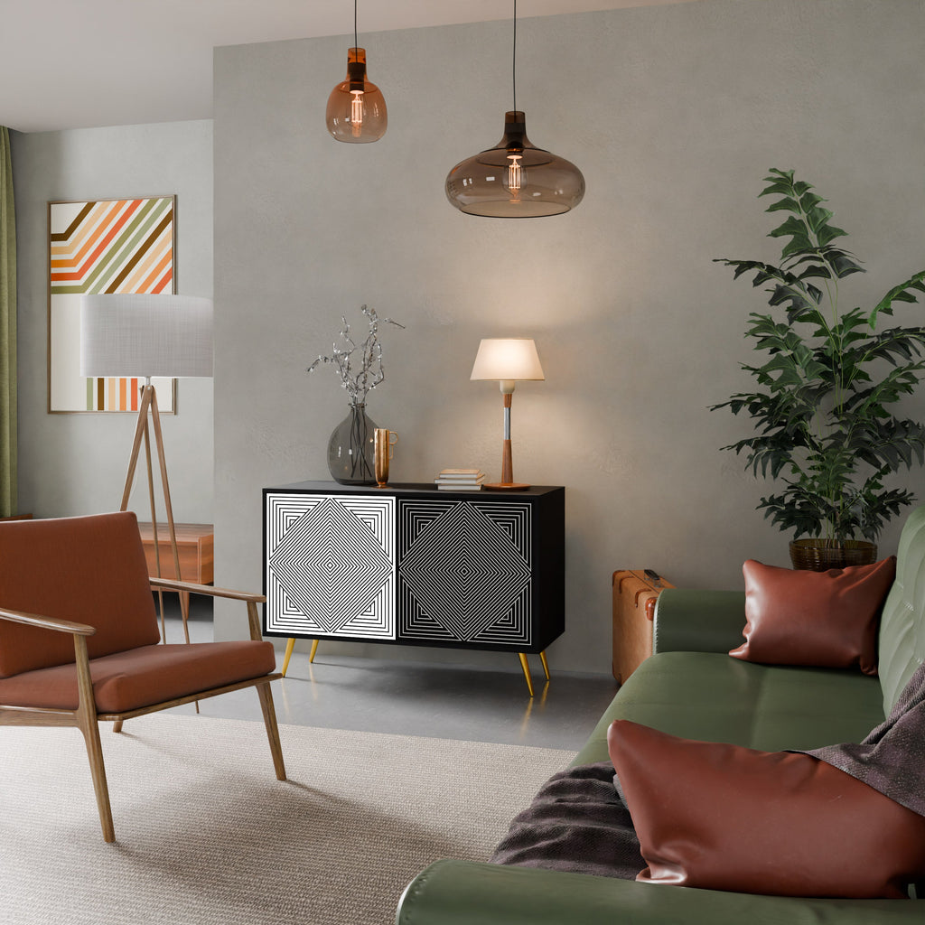 POLYGON ILLUSION Sideboard mit 2 Türen in Schwarz