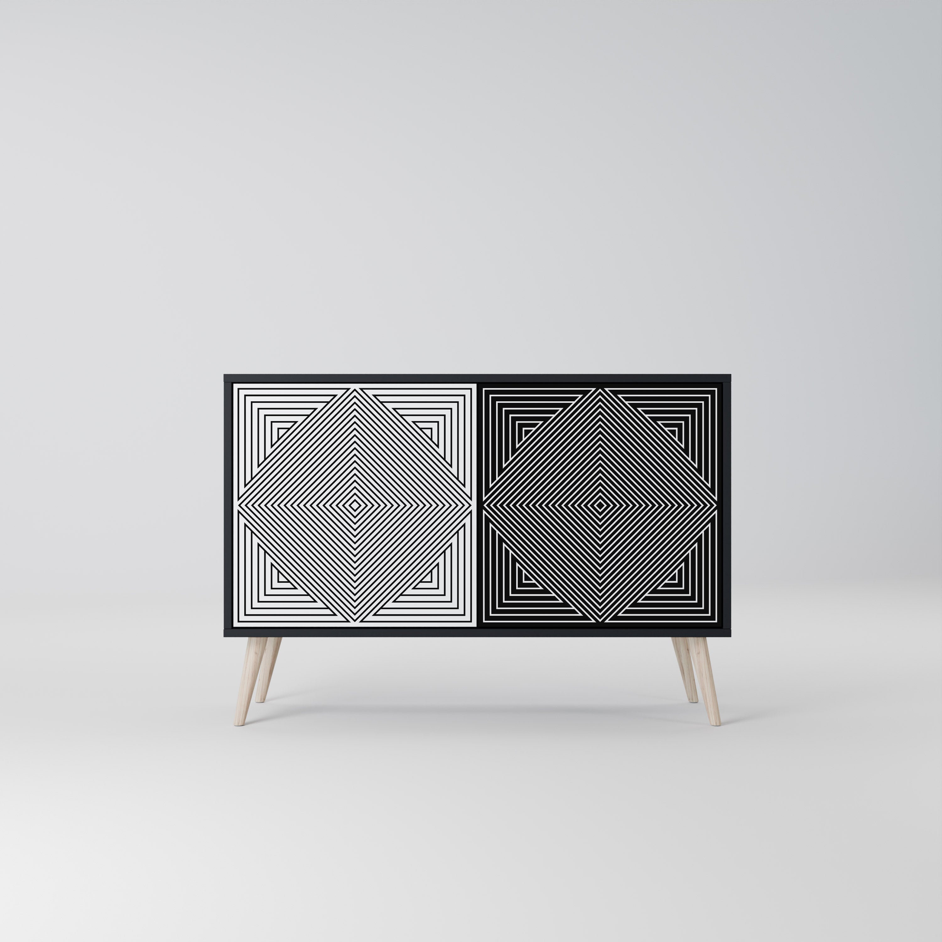 POLYGON ILLUSION Sideboard mit 2 Türen in Schwarz