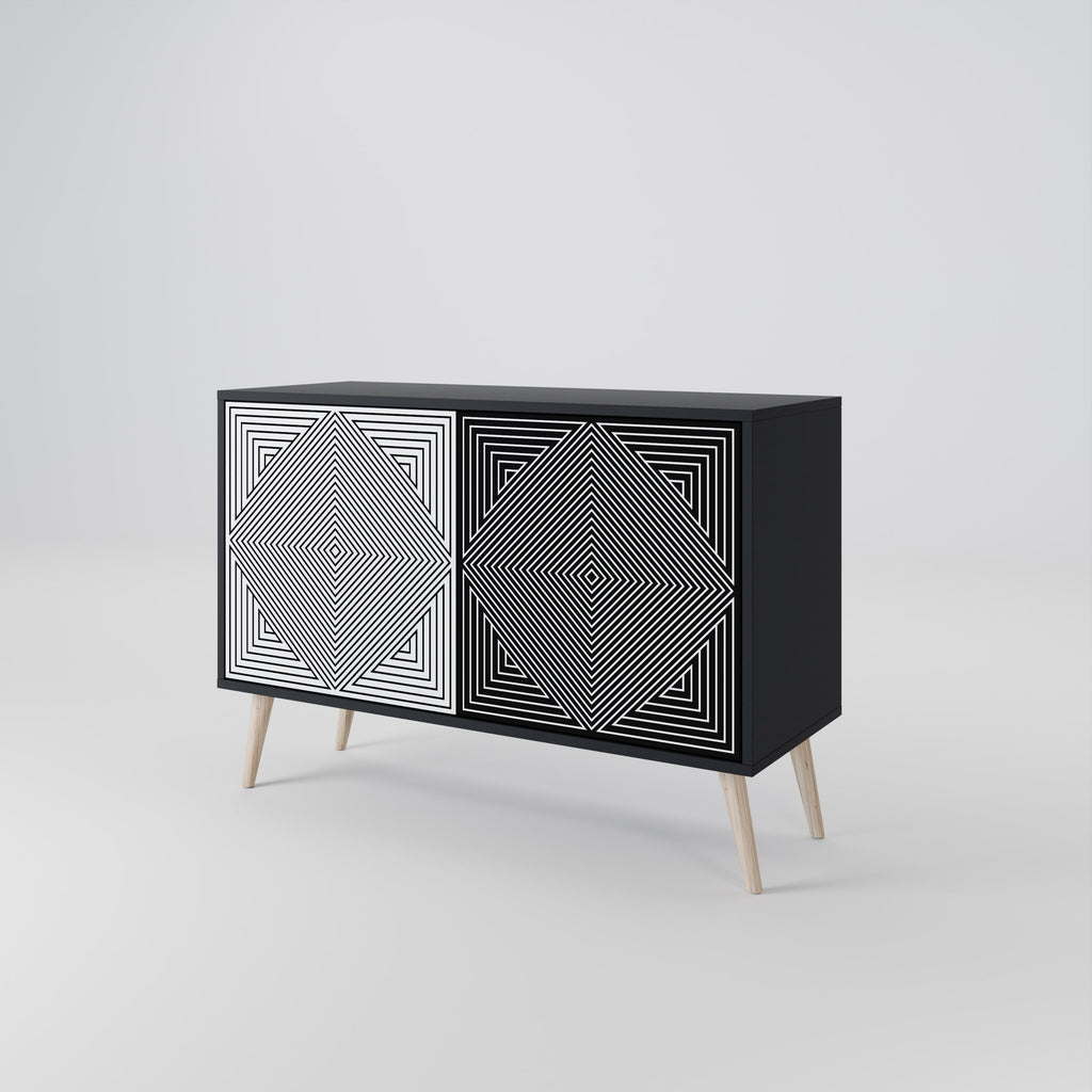 POLYGON ILLUSION Sideboard mit 2 Türen in Schwarz