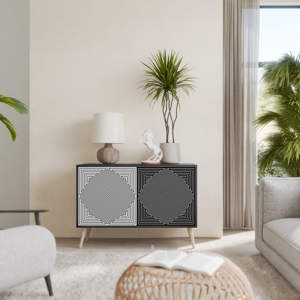 POLYGON ILLUSION Sideboard mit 2 Türen in Schwarz