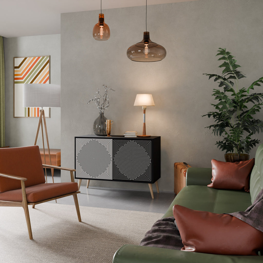 POLYGON ILLUSION Sideboard mit 2 Türen in Schwarz