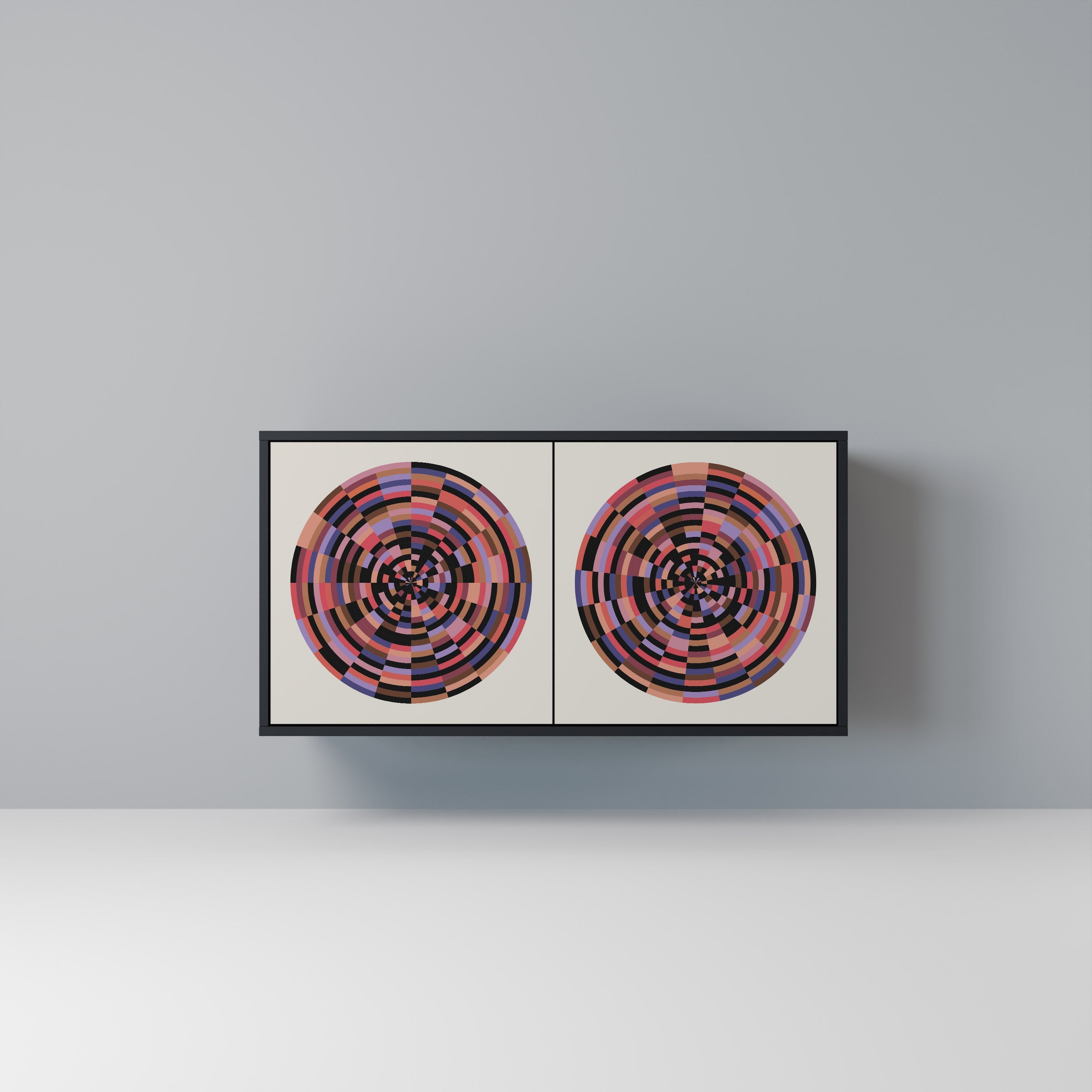 BROWN CIRCLES Sideboard mit 2 Türen in Schwarz