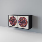 BROWN CIRCLES Sideboard mit 2 Türen in Schwarz