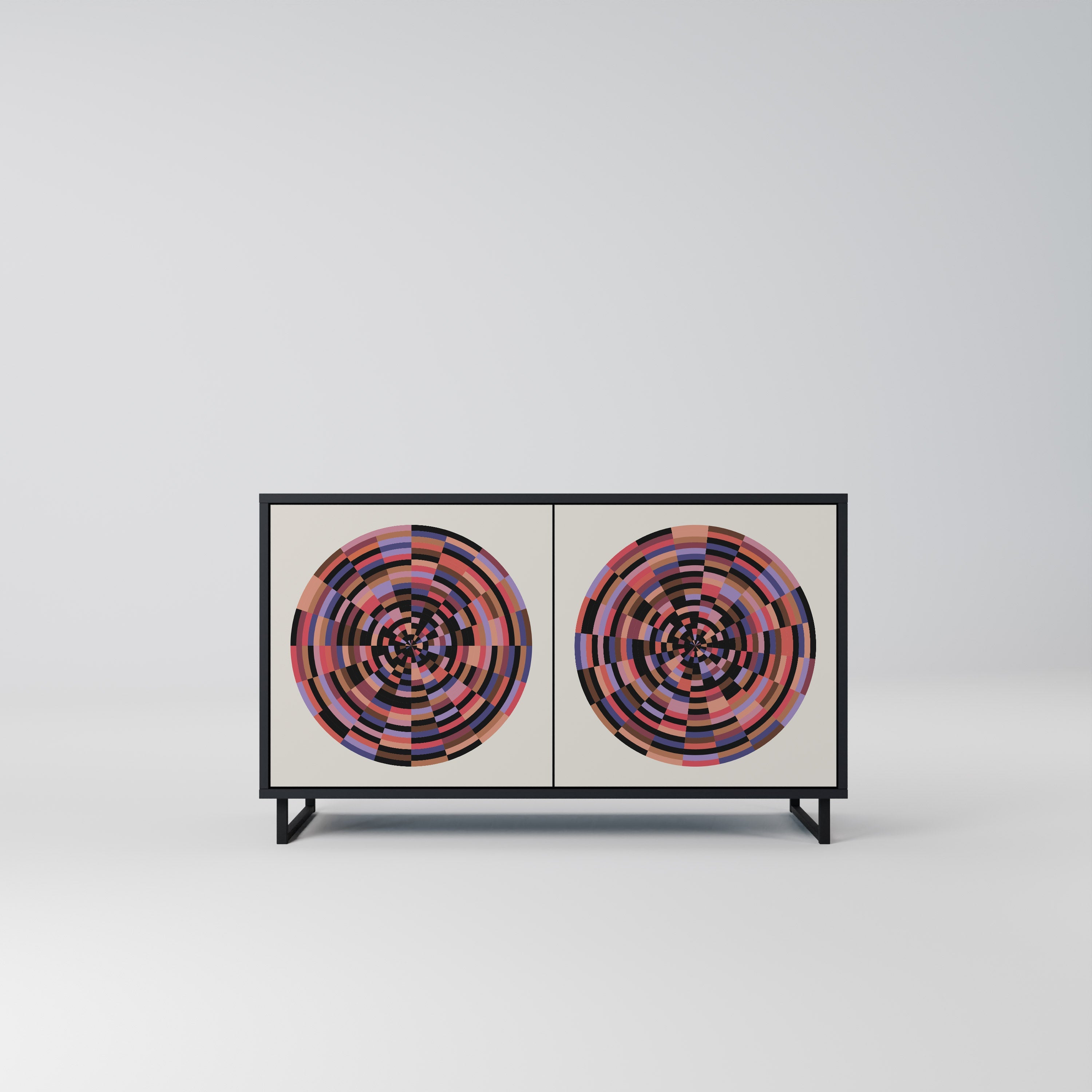 BROWN CIRCLES Sideboard mit 2 Türen in Schwarz