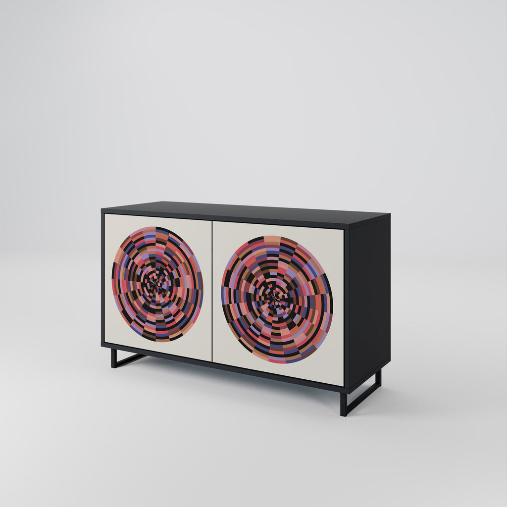 BROWN CIRCLES Sideboard mit 2 Türen in Schwarz