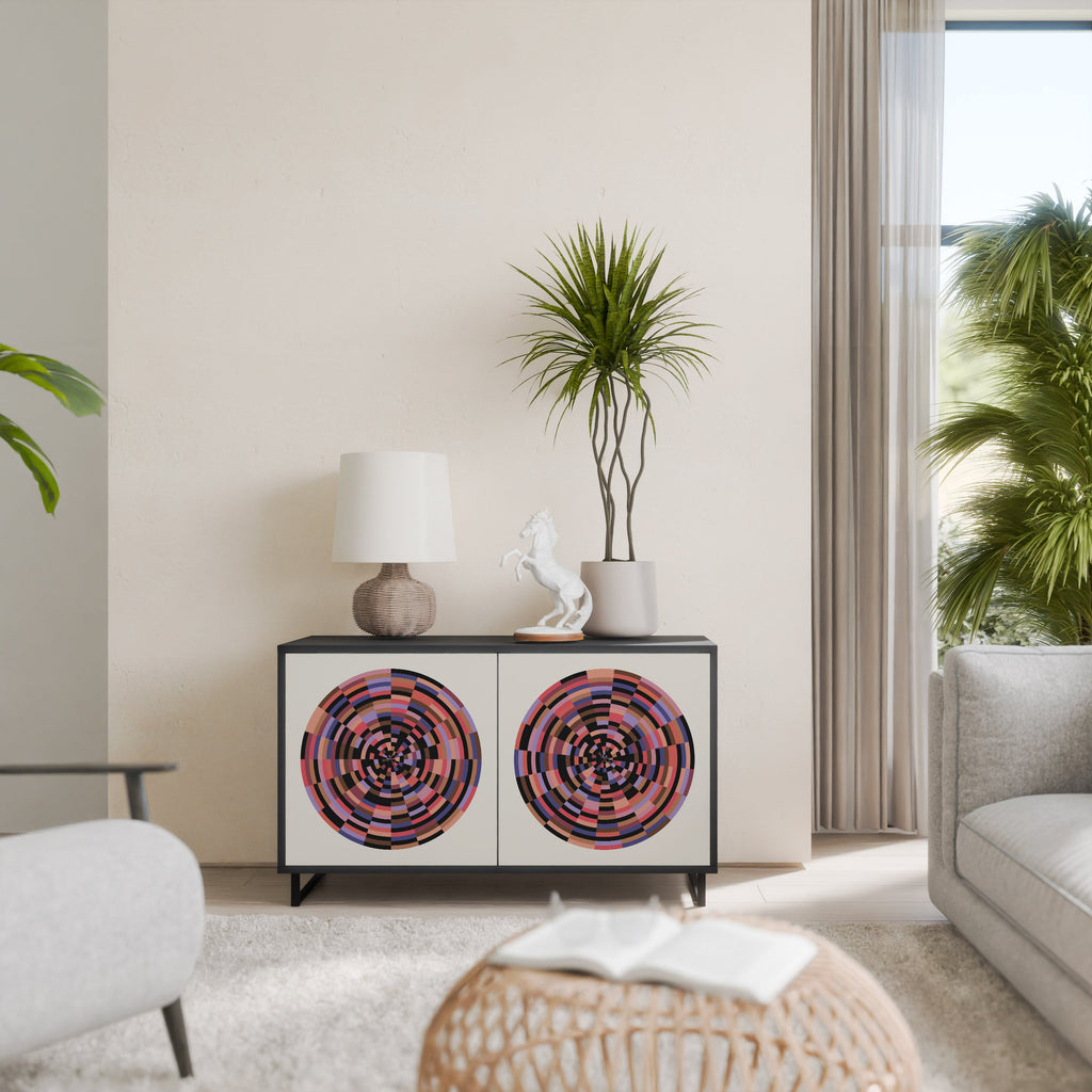BROWN CIRCLES Sideboard mit 2 Türen in Schwarz