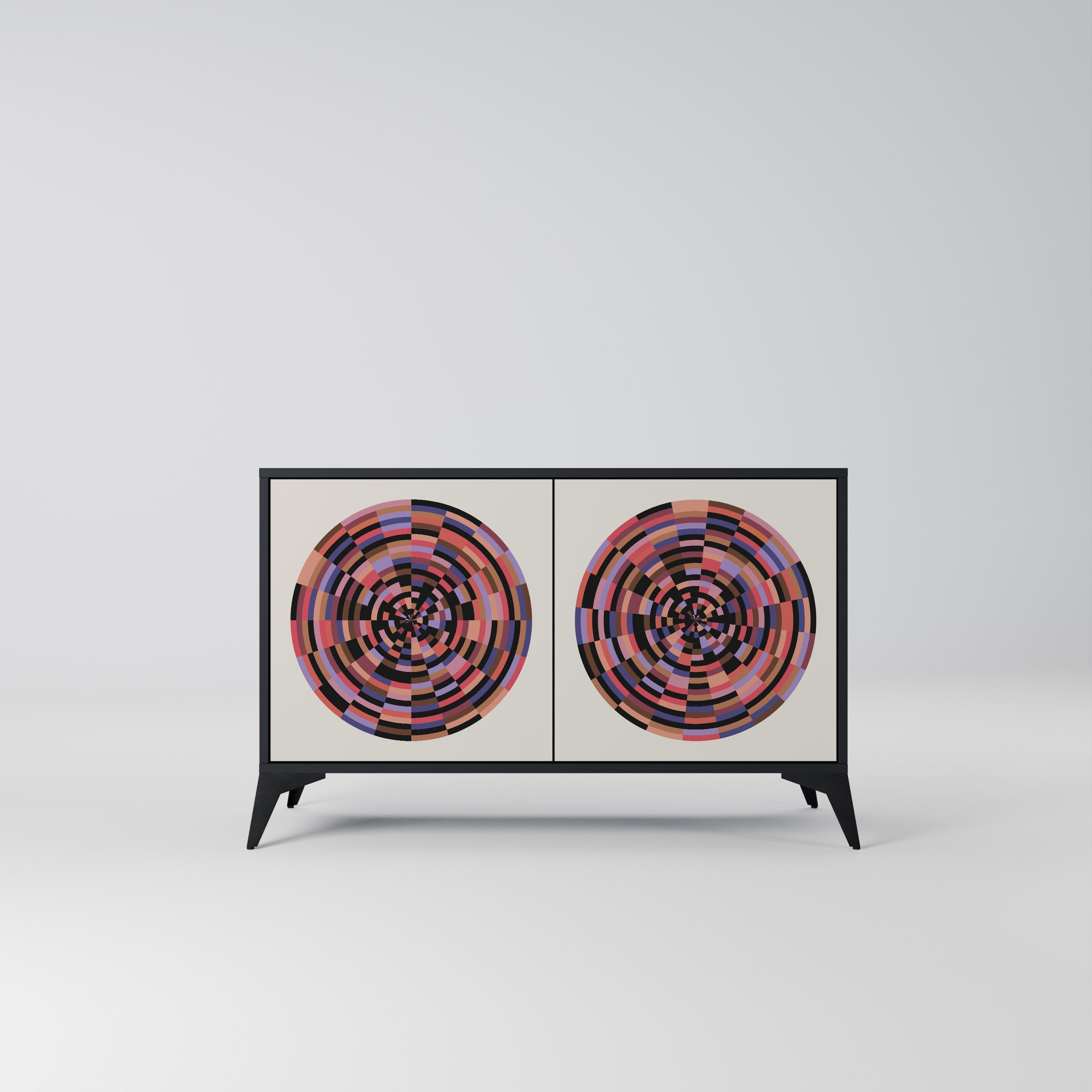 BROWN CIRCLES Sideboard mit 2 Türen in Schwarz