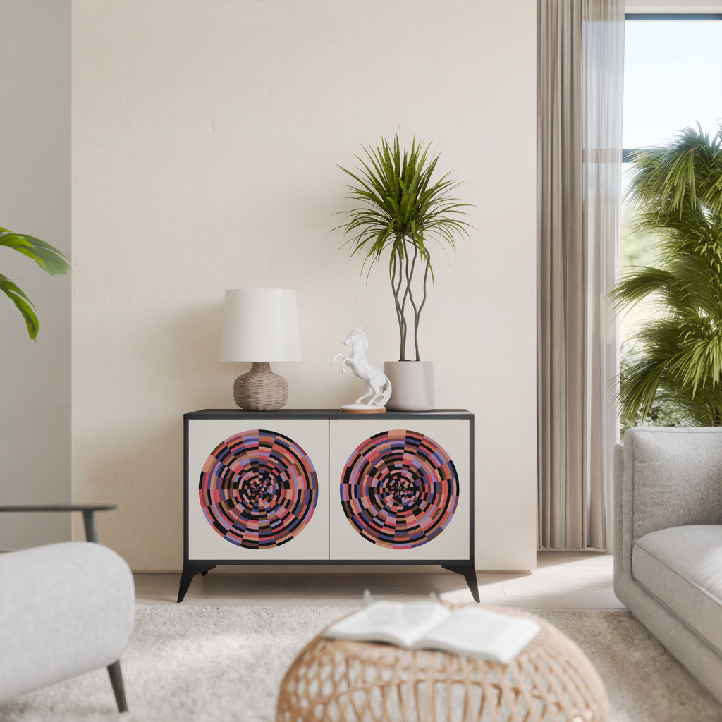 BROWN CIRCLES Sideboard mit 2 Türen in Schwarz