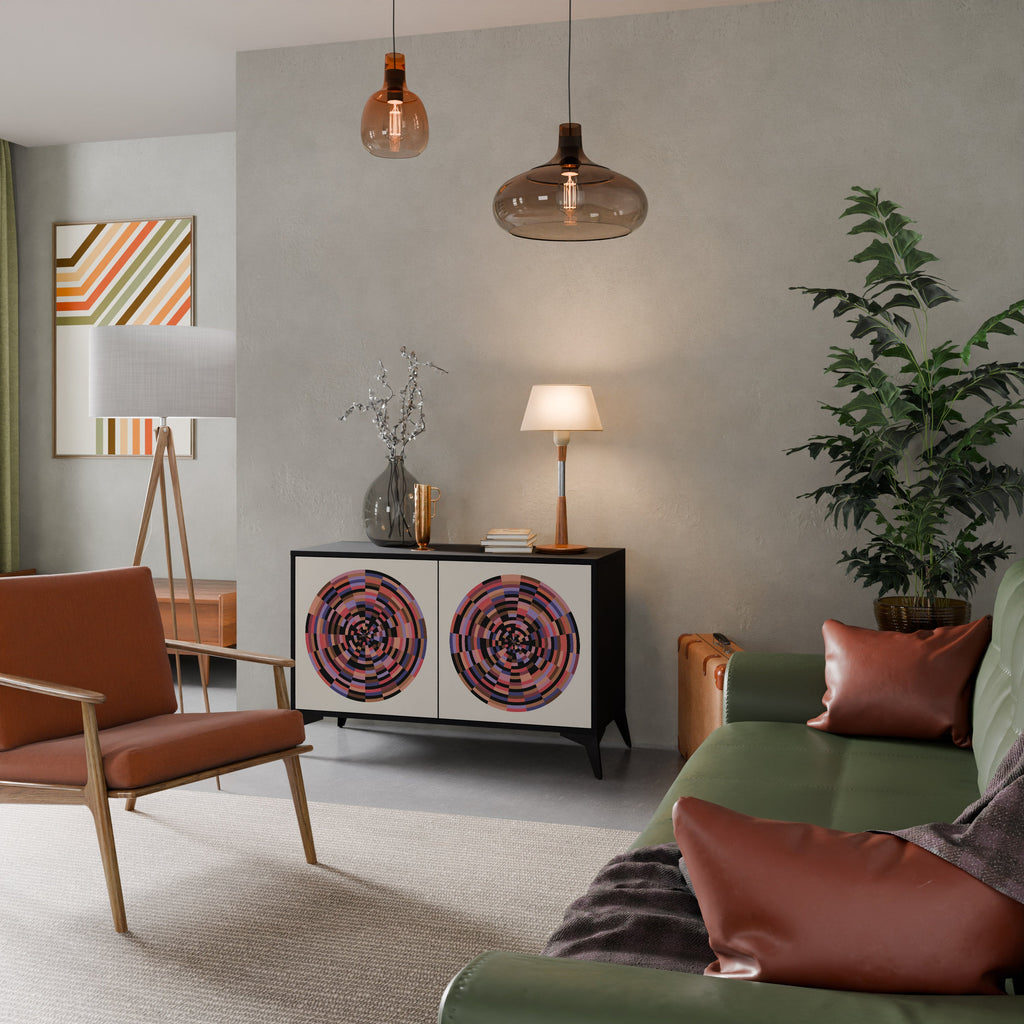 BROWN CIRCLES Sideboard mit 2 Türen in Schwarz