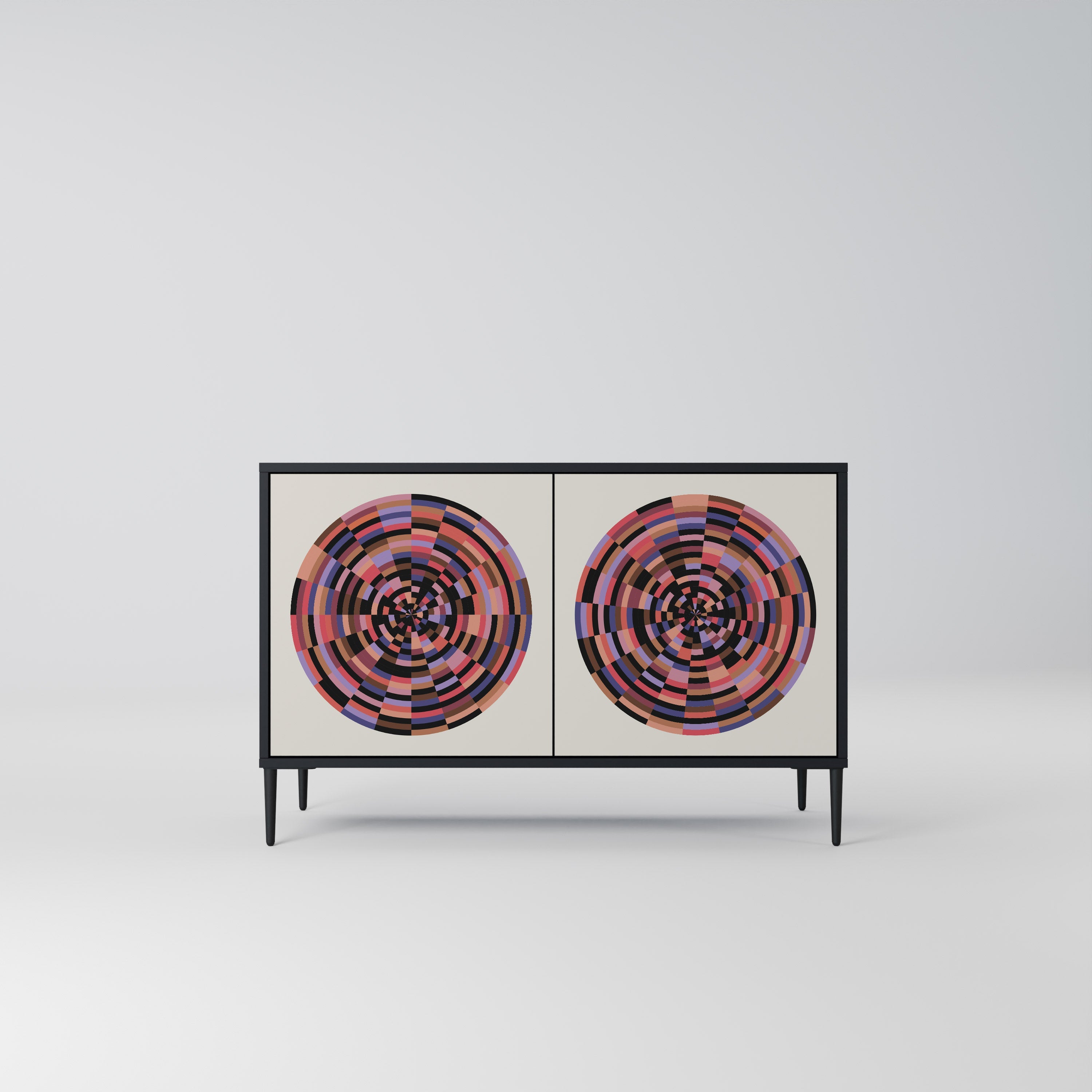 BROWN CIRCLES Sideboard mit 2 Türen in Schwarz