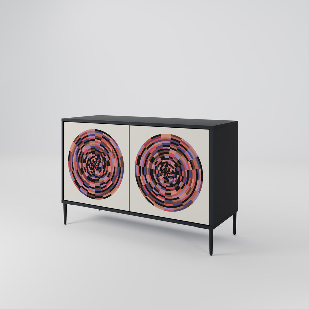BROWN CIRCLES Sideboard mit 2 Türen in Schwarz