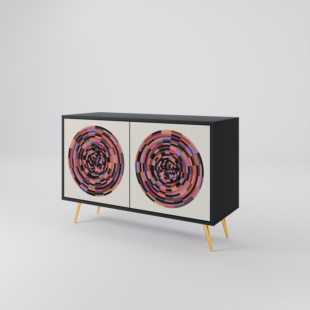 BROWN CIRCLES Sideboard mit 2 Türen in Schwarz