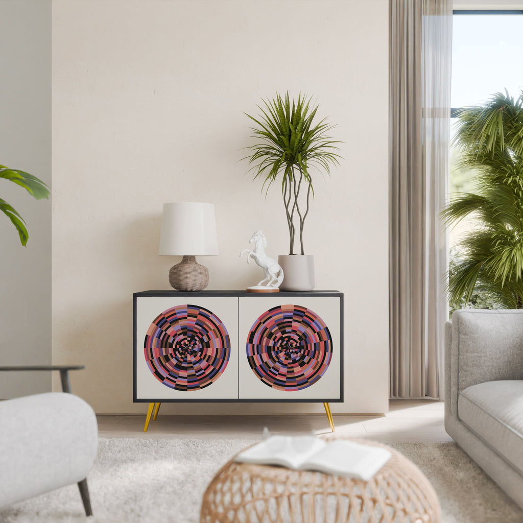 BROWN CIRCLES Sideboard mit 2 Türen in Schwarz