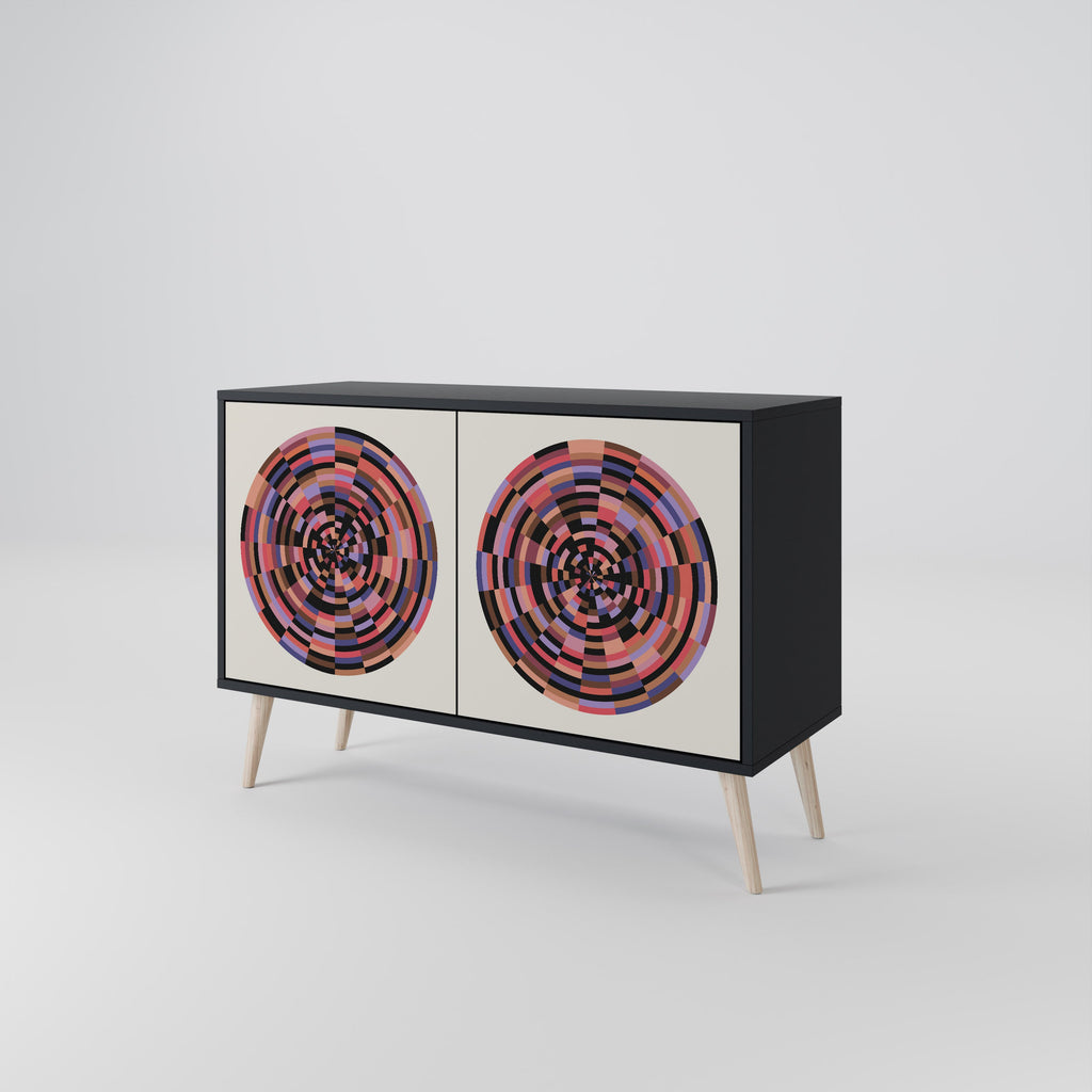 BROWN CIRCLES Sideboard mit 2 Türen in Schwarz