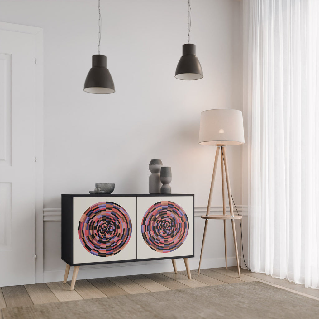 BROWN CIRCLES Sideboard mit 2 Türen in Schwarz