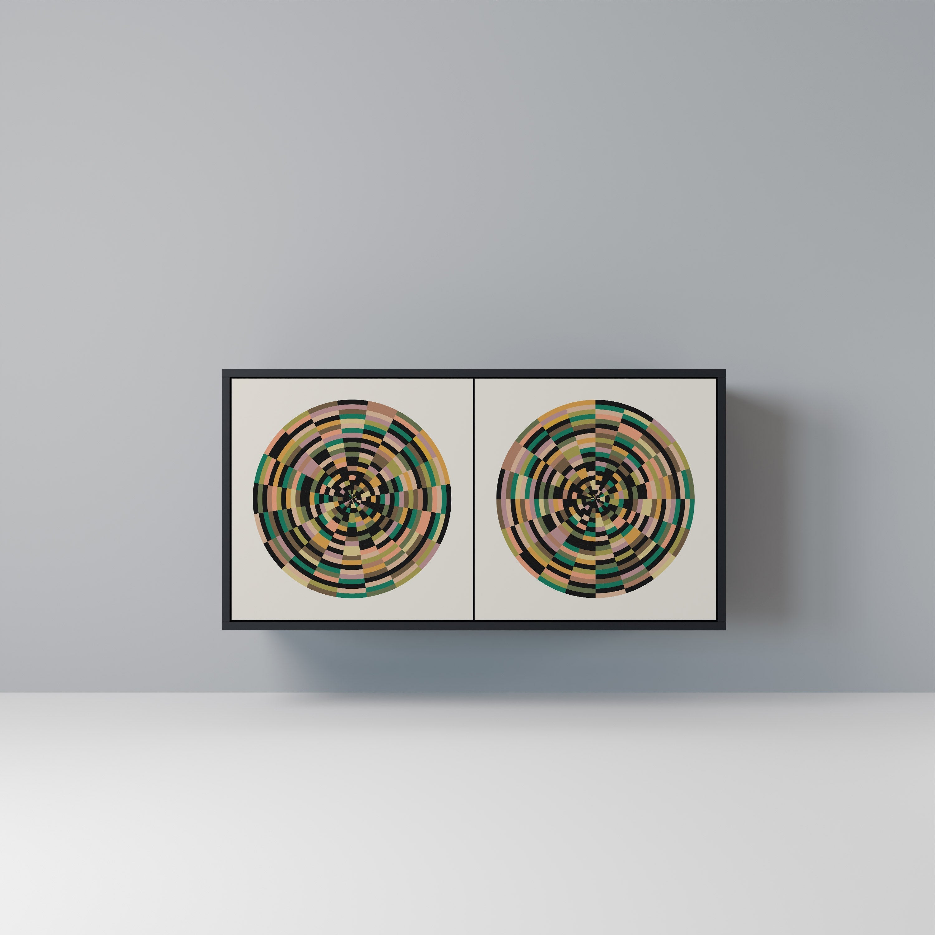 GREEN CIRCLES Sideboard mit 2 Türen in Schwarz