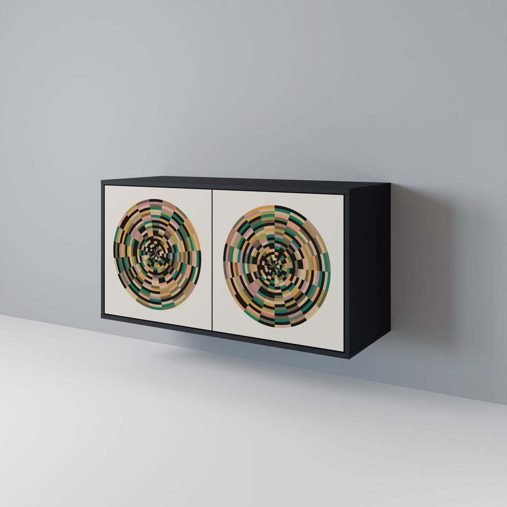 GREEN CIRCLES Sideboard mit 2 Türen in Schwarz