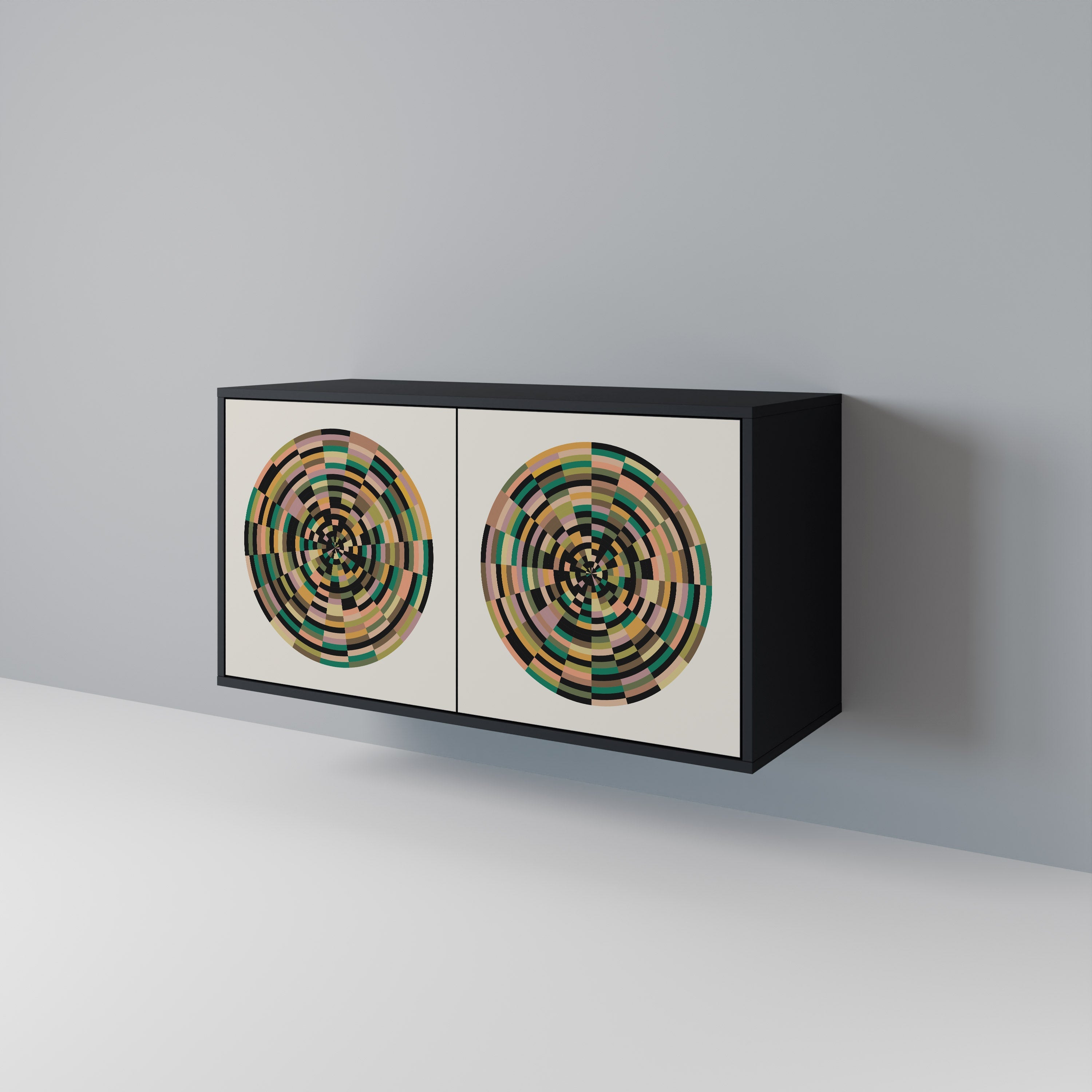 GREEN CIRCLES Sideboard mit 2 Türen in Schwarz