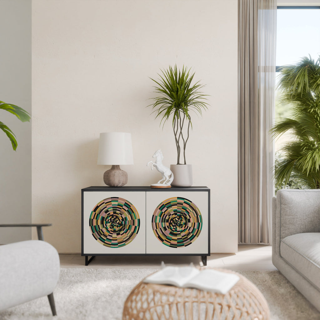 GREEN CIRCLES Sideboard mit 2 Türen in Schwarz