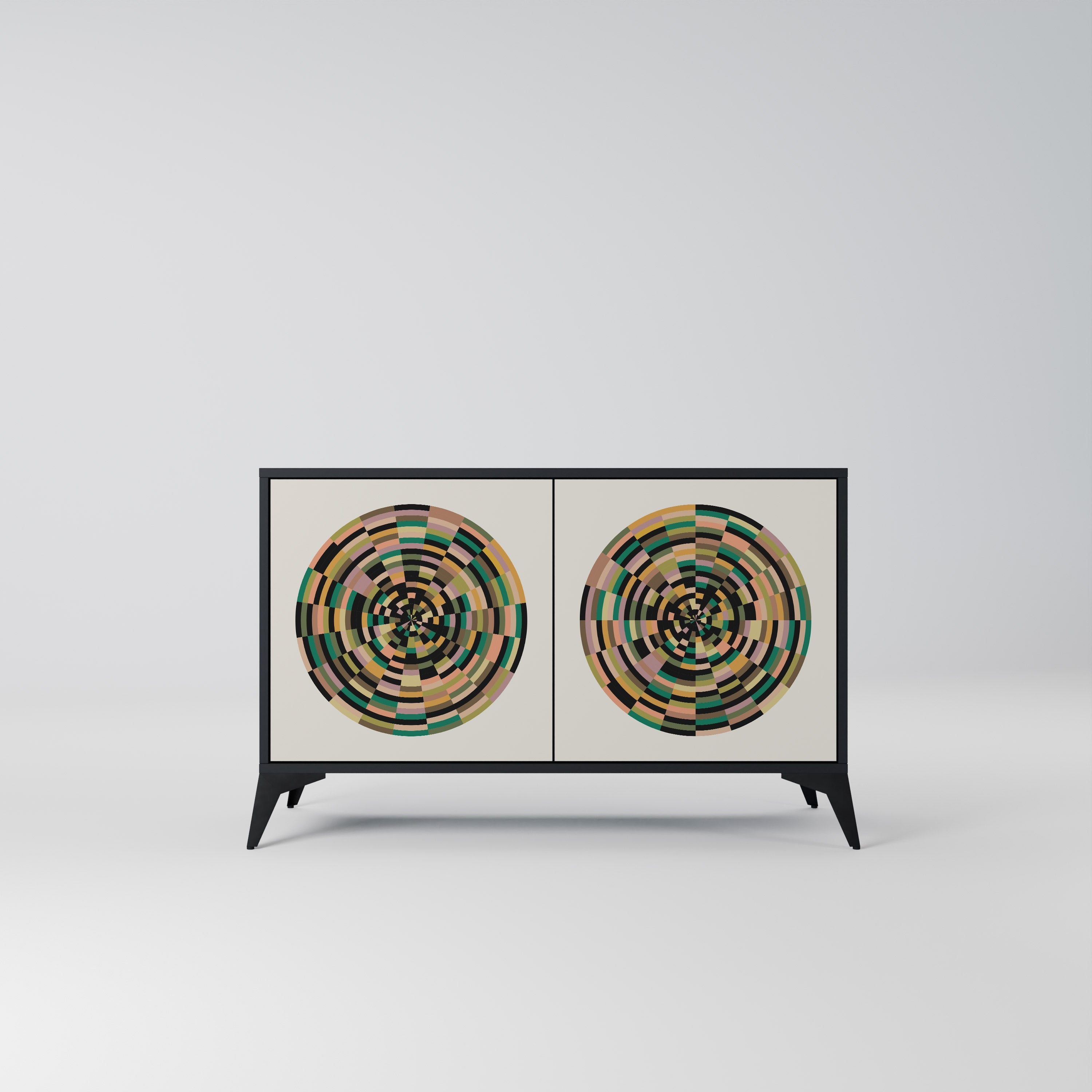 GREEN CIRCLES Sideboard mit 2 Türen in Schwarz