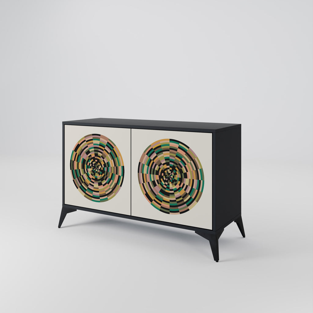 GREEN CIRCLES Sideboard mit 2 Türen in Schwarz