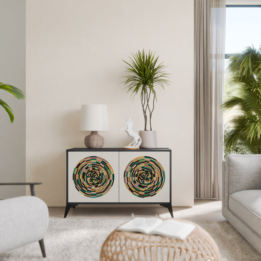 GREEN CIRCLES Sideboard mit 2 Türen in Schwarz