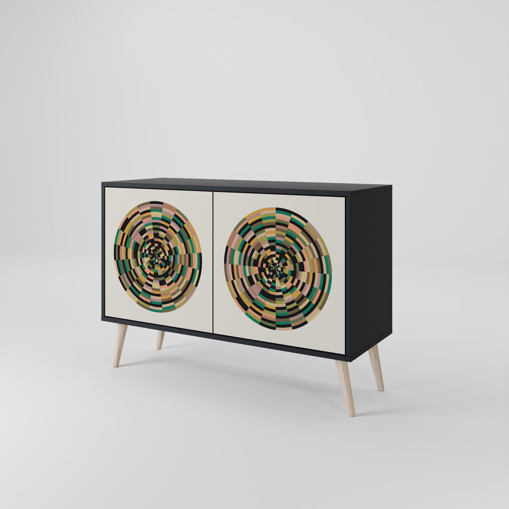 GREEN CIRCLES Sideboard mit 2 Türen in Schwarz