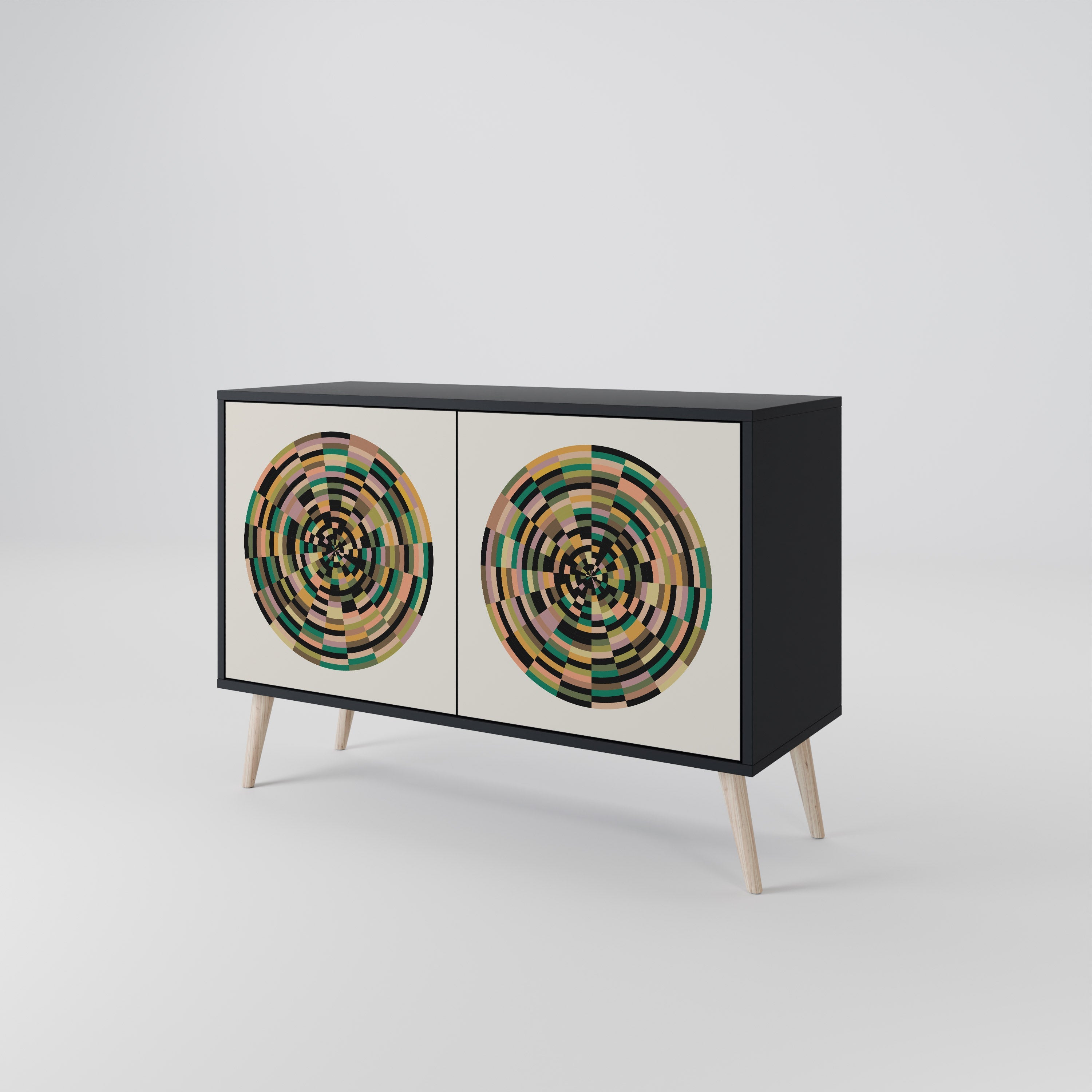 GREEN CIRCLES Sideboard mit 2 Türen in Schwarz